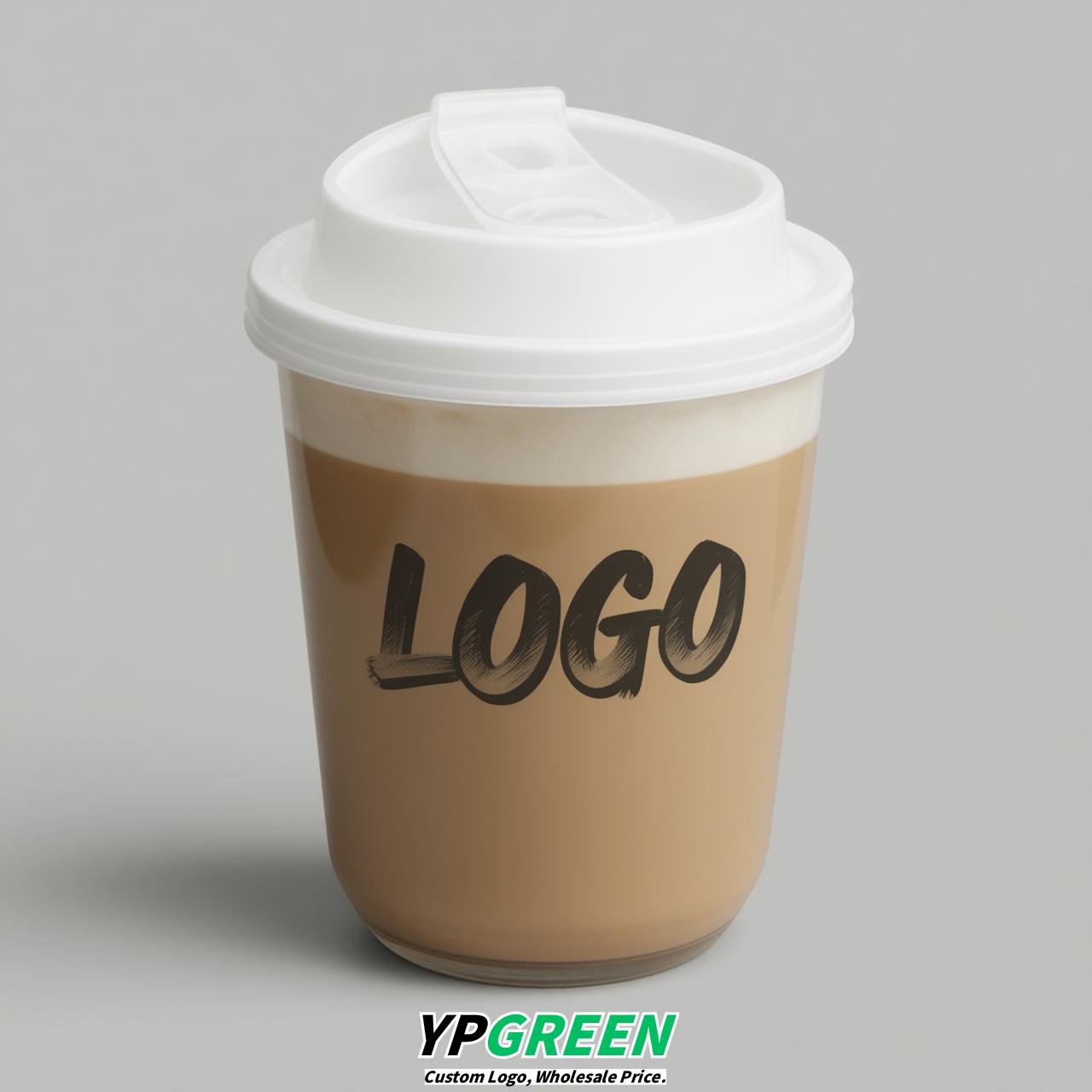 Latte U Shape Cups with Lid - Custom Logo PP & PET Plastic Disposable