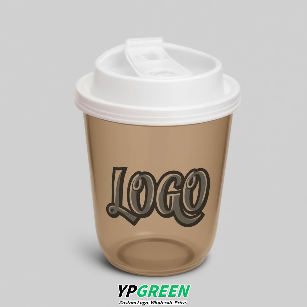 Latte U Shape Cups with Lid - Custom Logo PP & PET Plastic Disposable