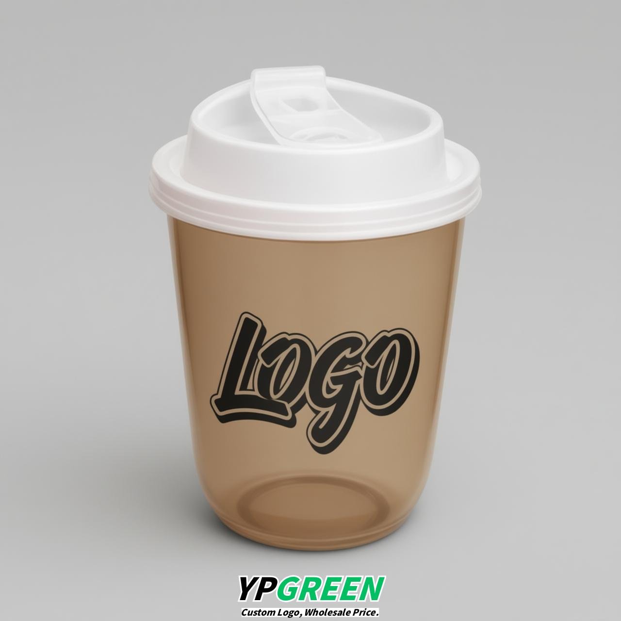 Latte U Shape Cups with Lid - Custom Logo PP & PET Plastic Disposable