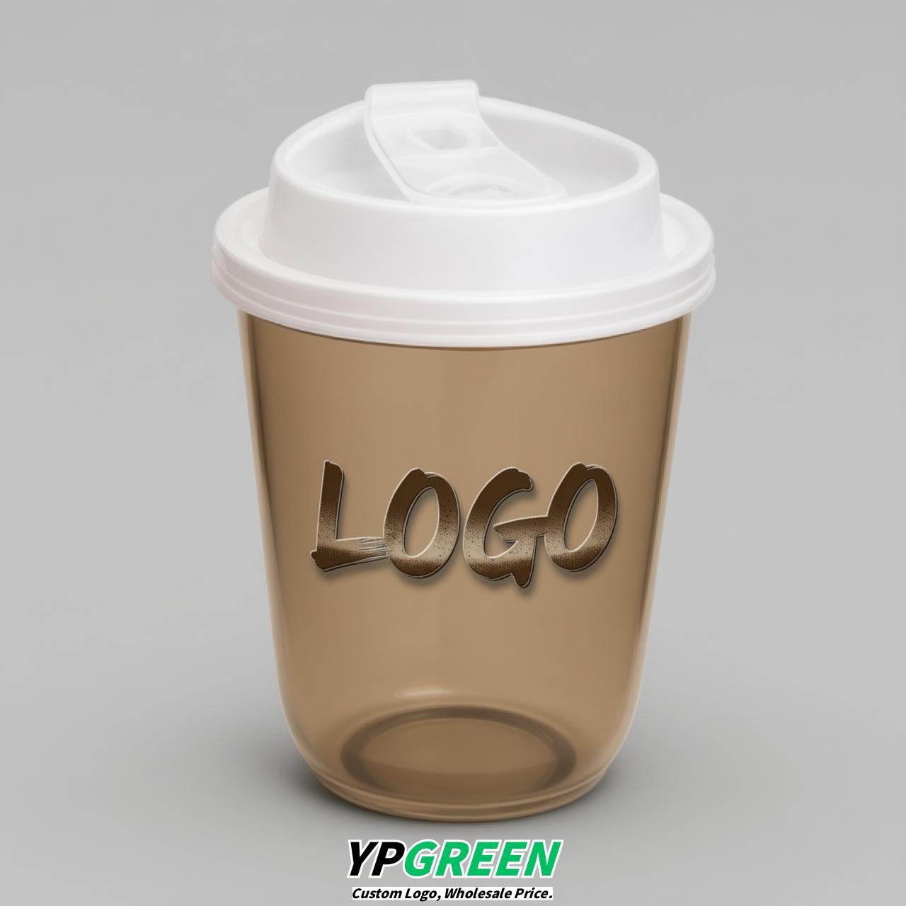 Latte U Shape Cups with Lid - Custom Logo PP & PET Plastic Disposable