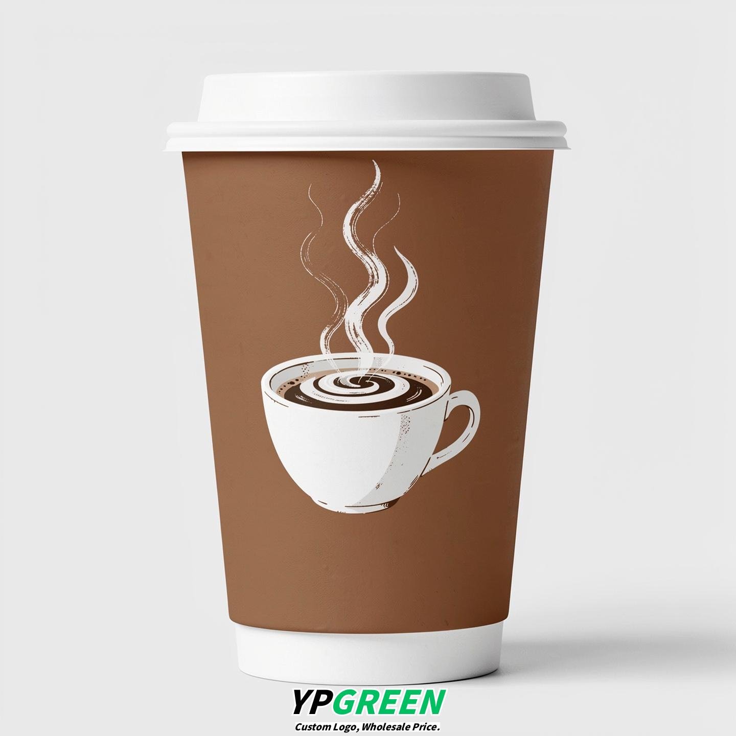 Latte Hot Coffee Icon Paper Cups - Disposable Steaming Coffee Design