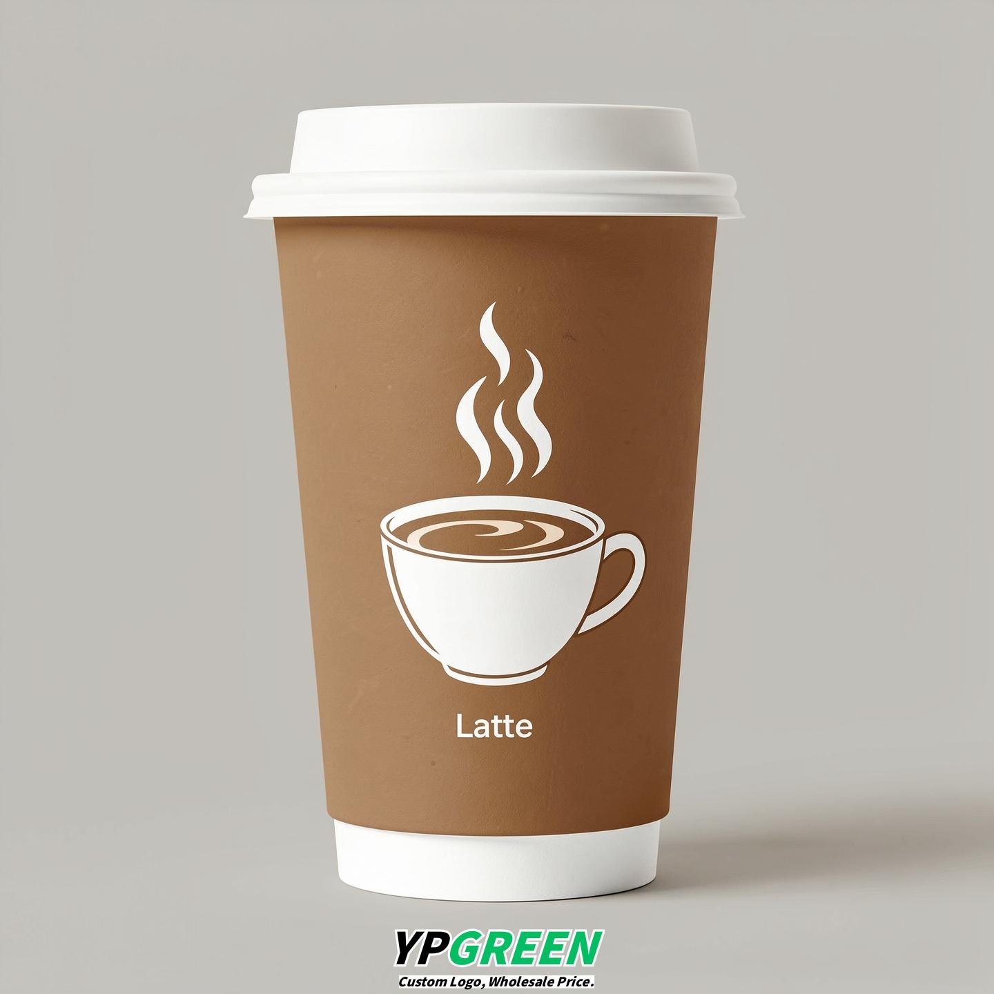 Latte Hot Coffee Icon Paper Cups - Disposable Steaming Coffee Design