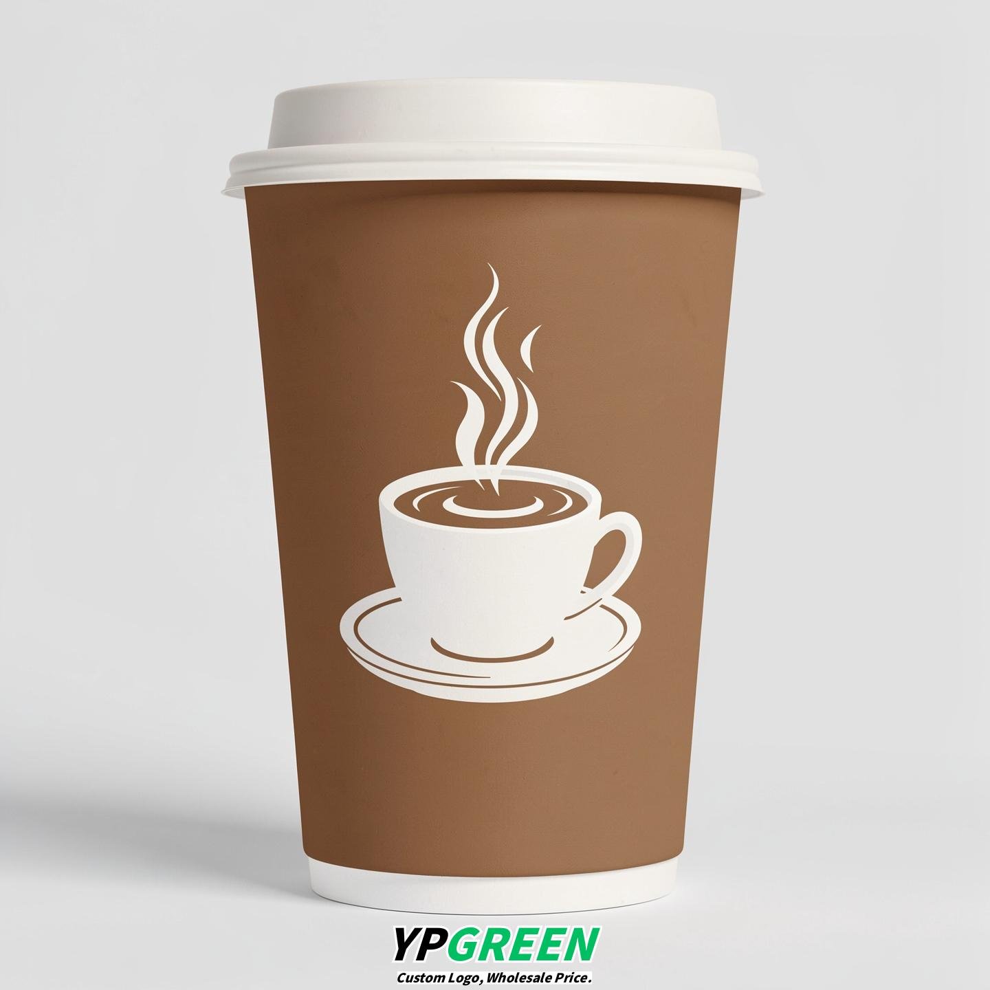 Latte Hot Coffee Icon Paper Cups - Disposable Steaming Coffee Design