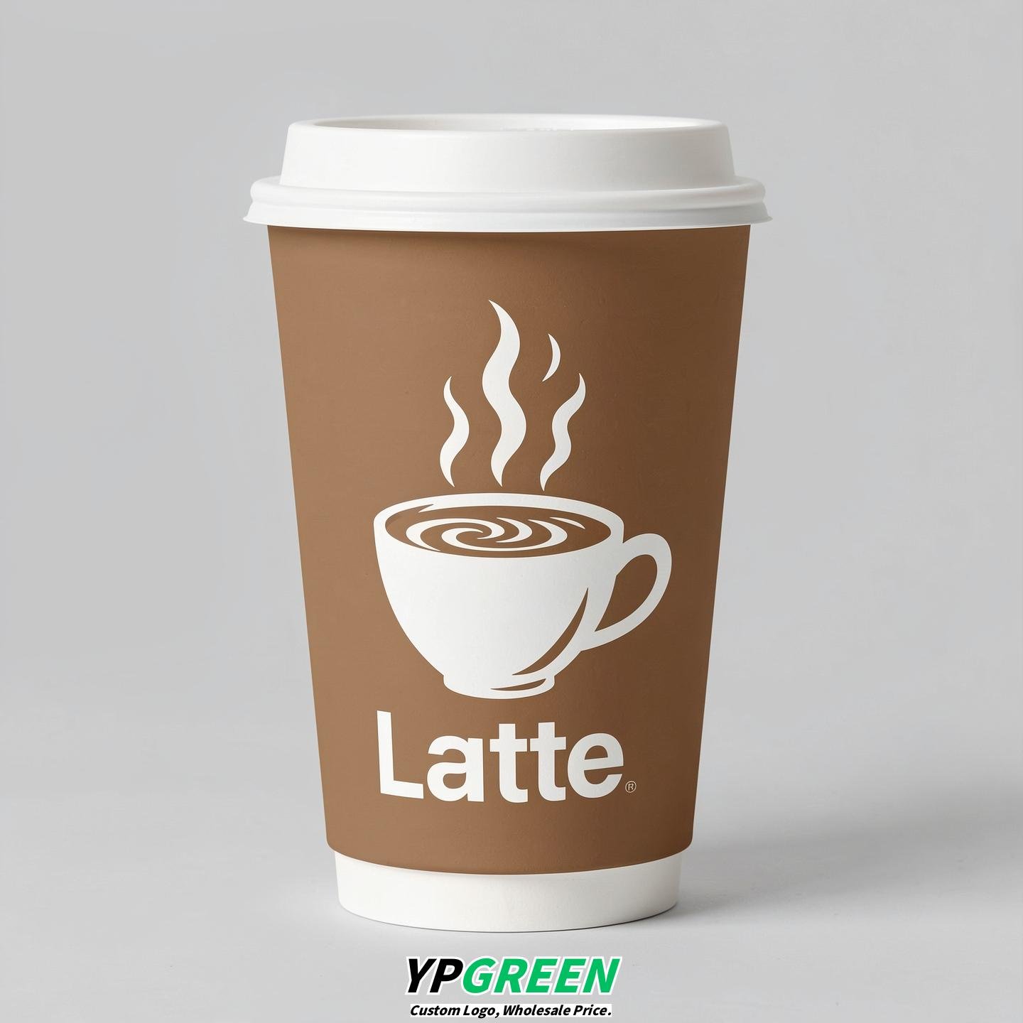 Latte Hot Coffee Icon Paper Cups - Disposable Steaming Coffee Design