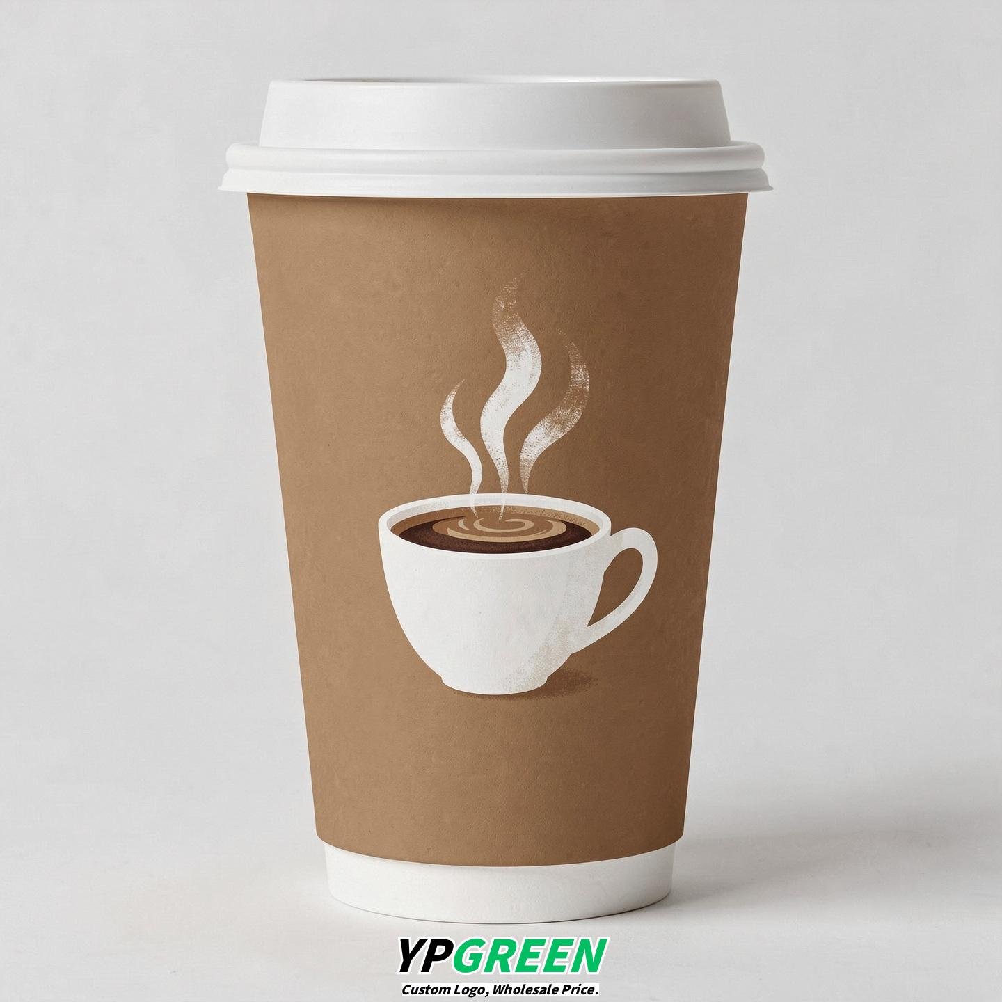 Latte Hot Coffee Icon Paper Cups - Disposable Steaming Coffee Design