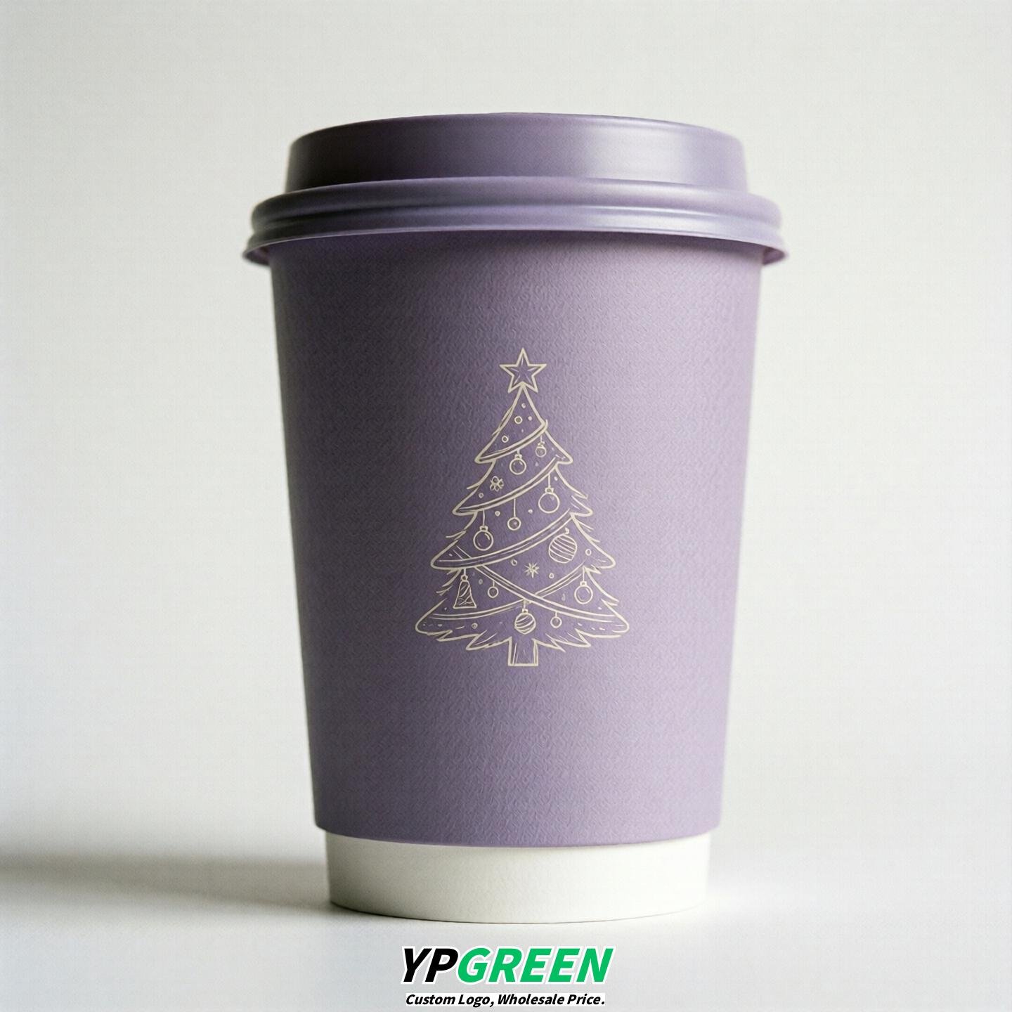 Lavender Paper Cups with Christmas Design 8-24oz