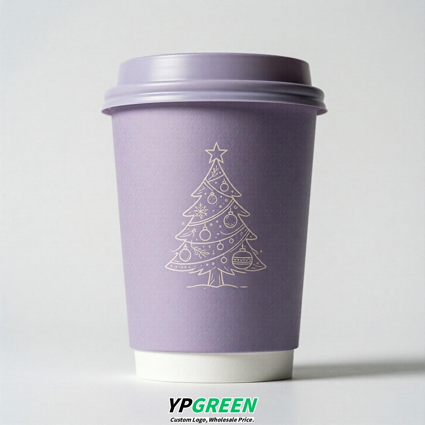 Lavender Paper Cups with Christmas Design 8-24oz