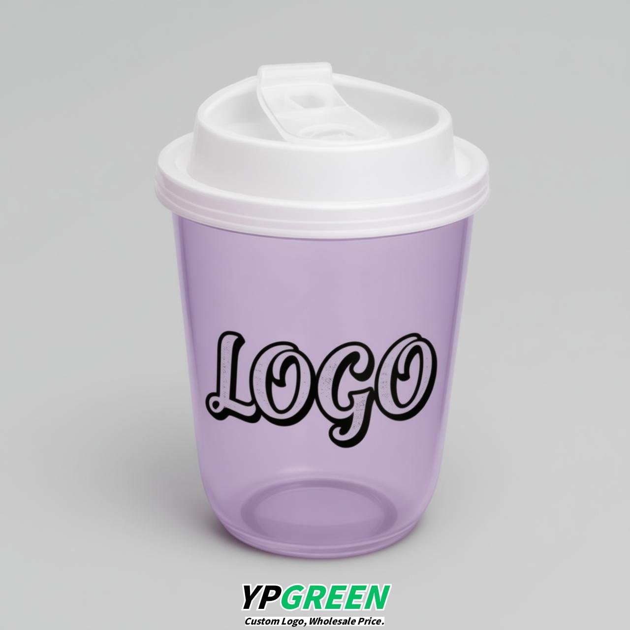 Lavender U Shape Cups with Lid - Custom Logo PP & PET Plastic Disposable