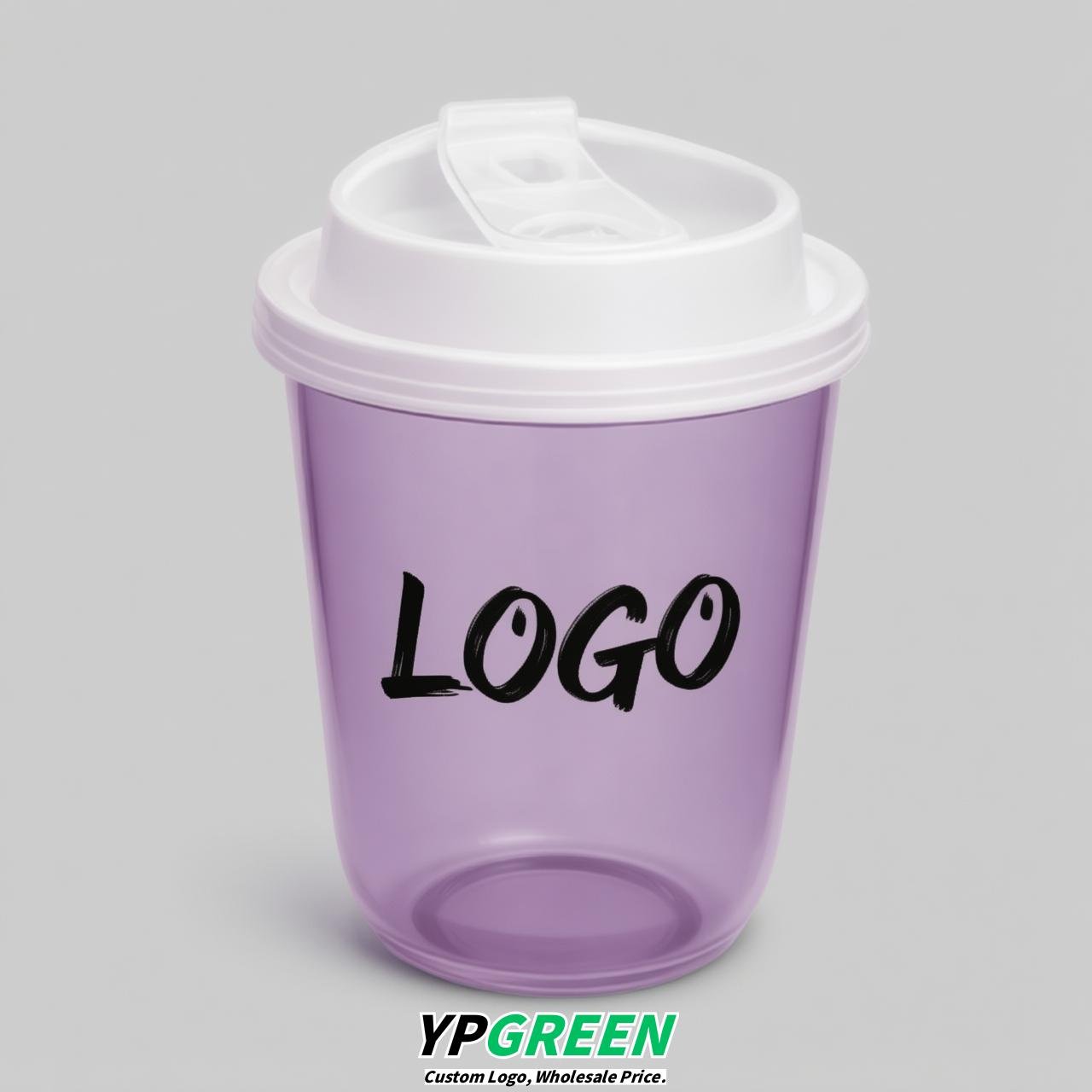 Lavender U Shape Cups with Lid - Custom Logo PP & PET Plastic Disposable
