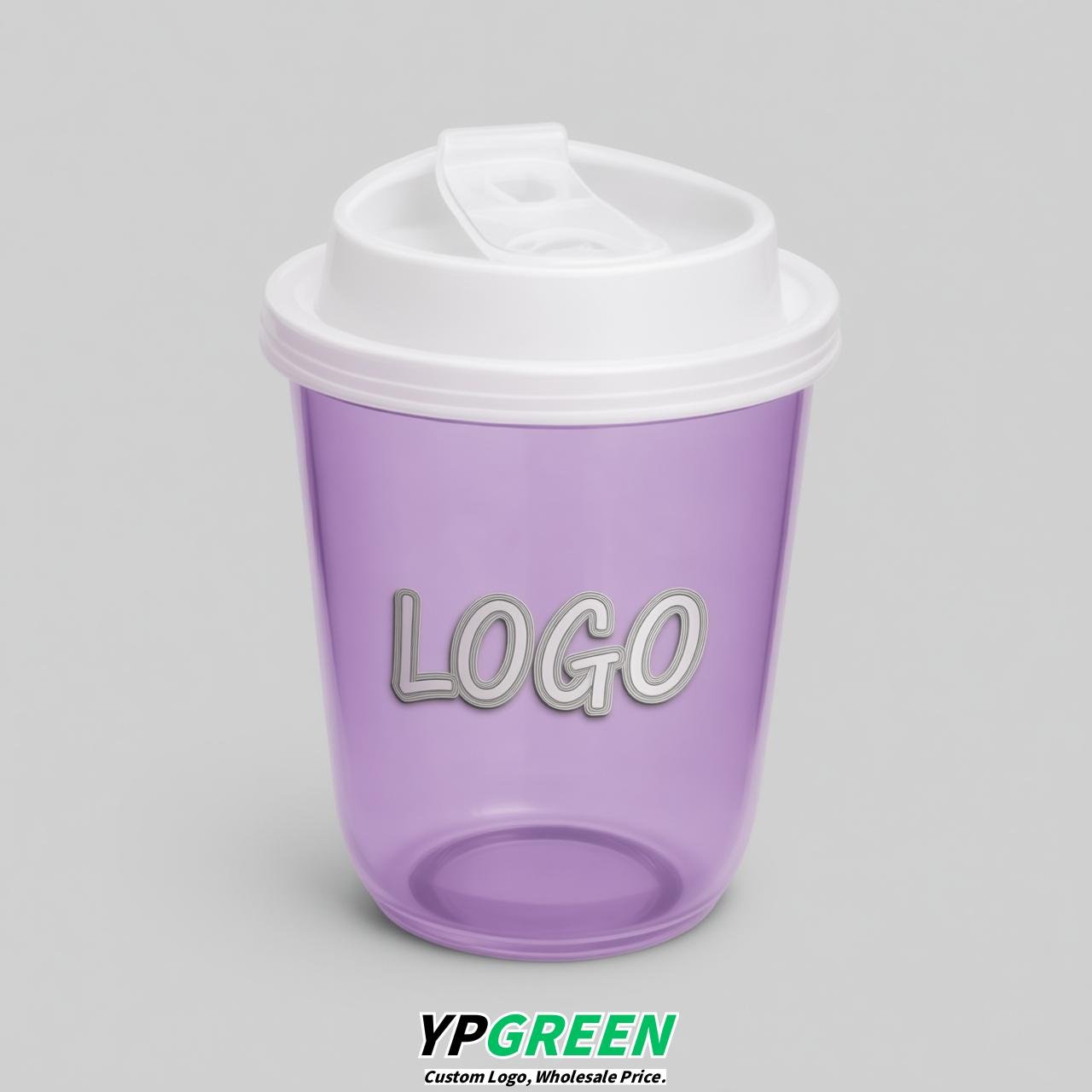 Lavender U Shape Cups with Lid - Custom Logo PP & PET Plastic Disposable