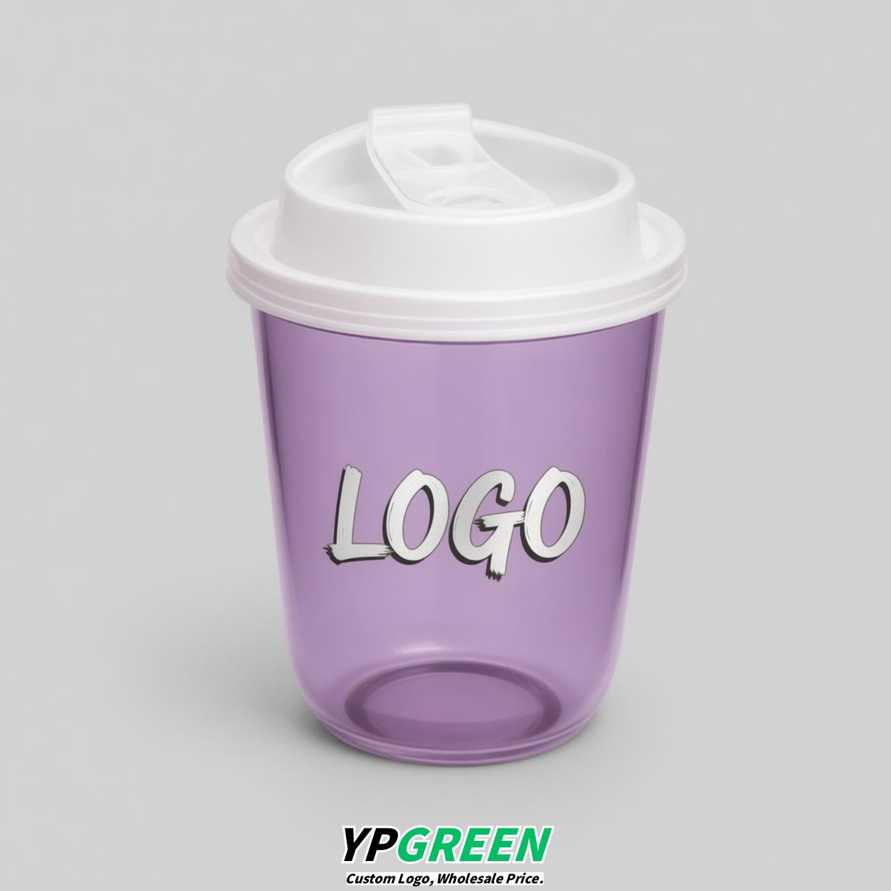 Lavender U Shape Cups with Lid - Custom Logo PP & PET Plastic Disposable
