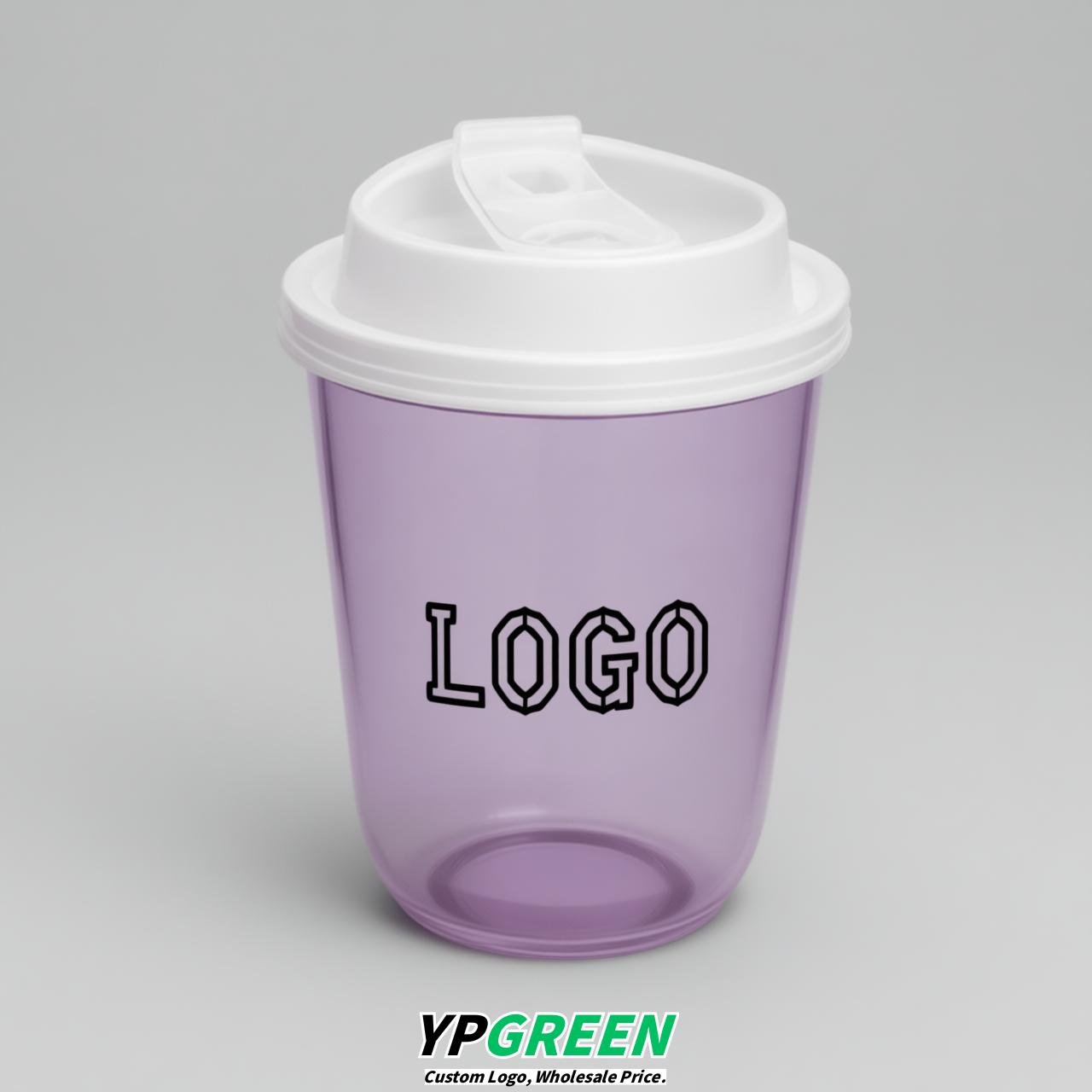 Lavender U Shape Cups with Lid - Custom Logo PP & PET Plastic Disposable