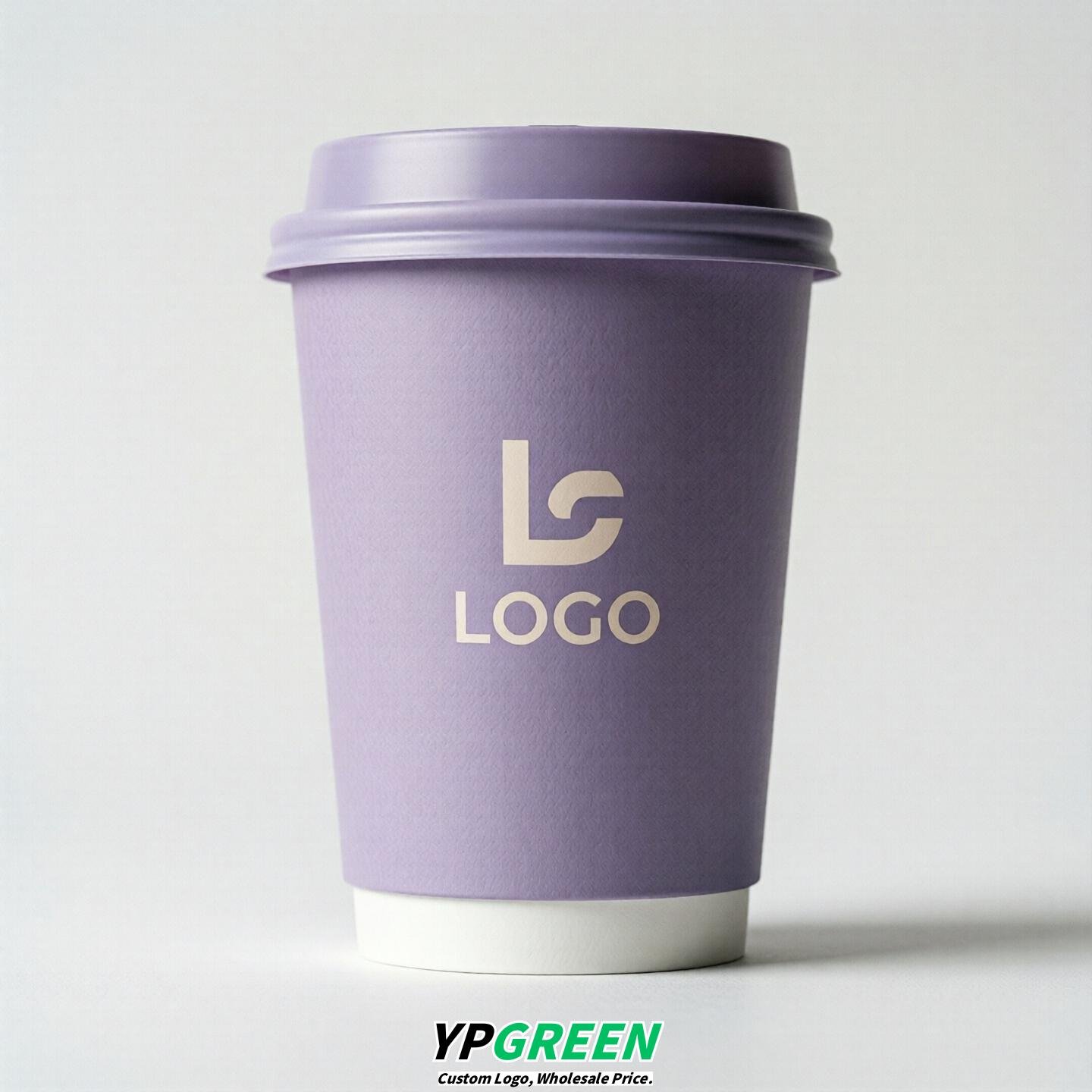 Lavender Custom Logo Paper Cups: 8-24oz & Double Wall