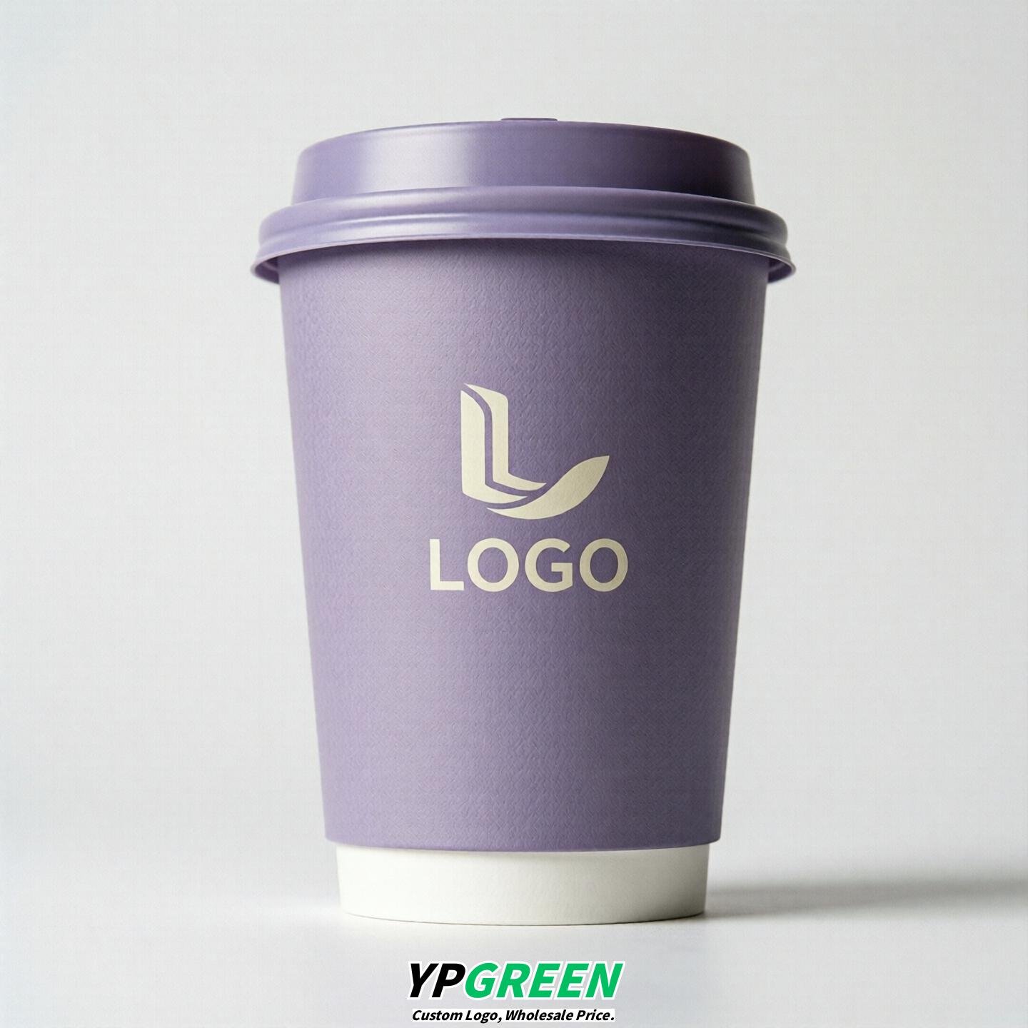 Lavender Custom Logo Paper Cups: 8-24oz & Double Wall