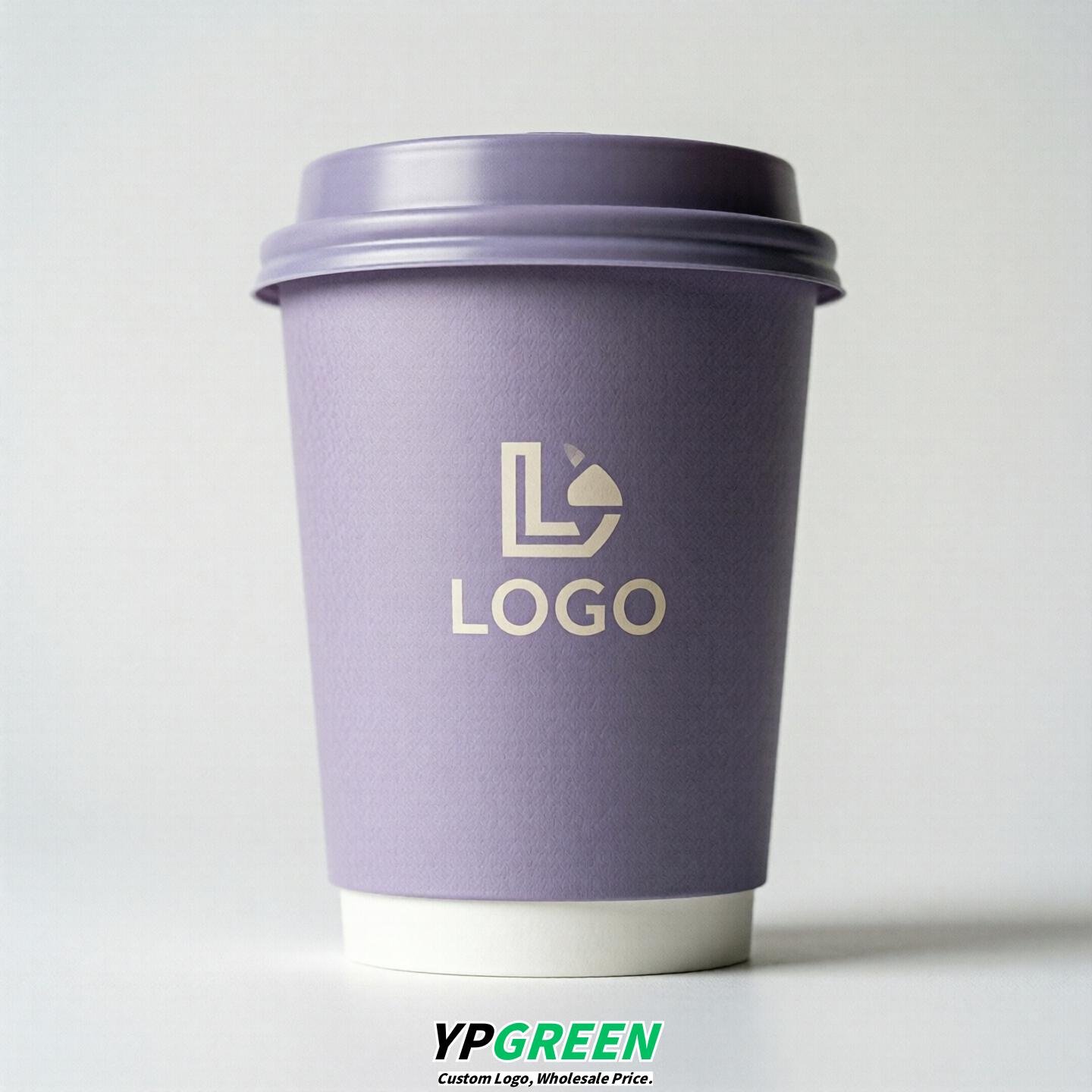 Lavender Custom Logo Paper Cups: 8-24oz & Double Wall