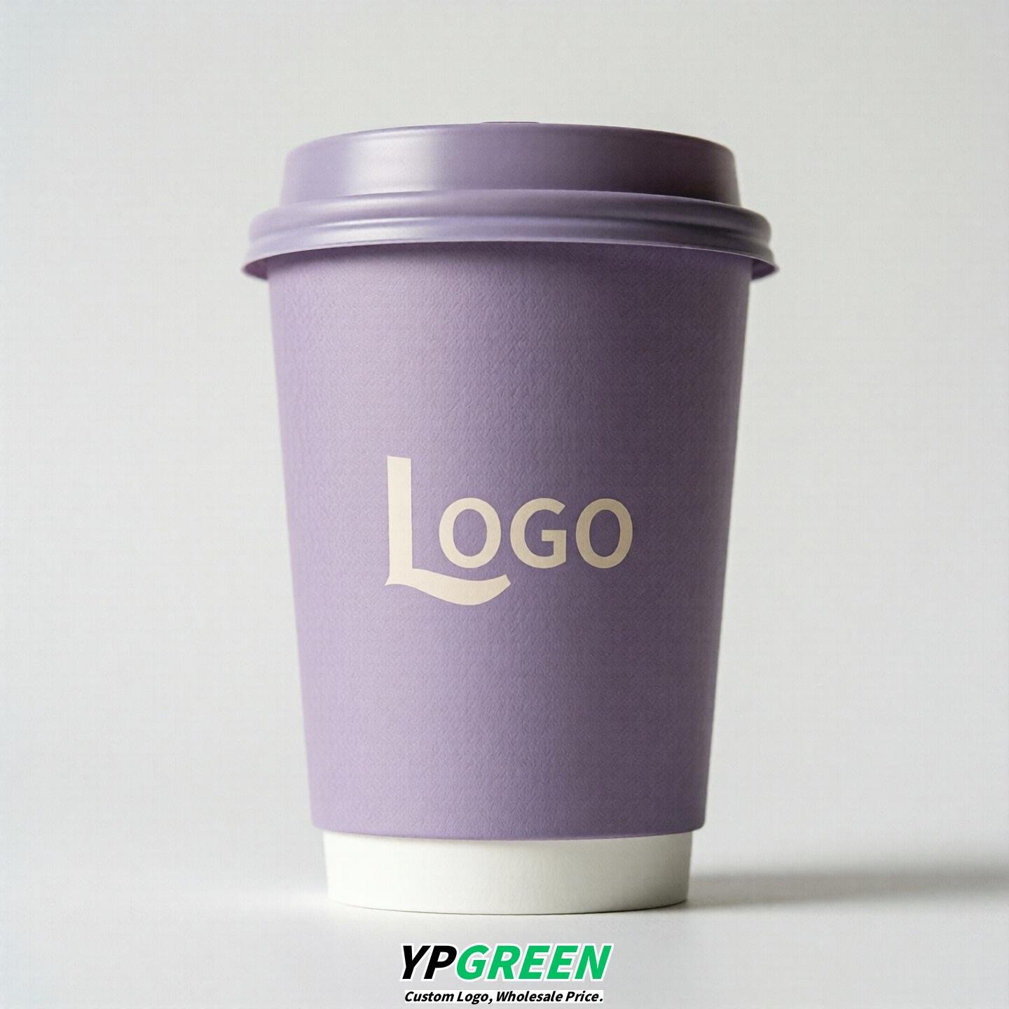Lavender Custom Logo Paper Cups: 8-24oz & Double Wall