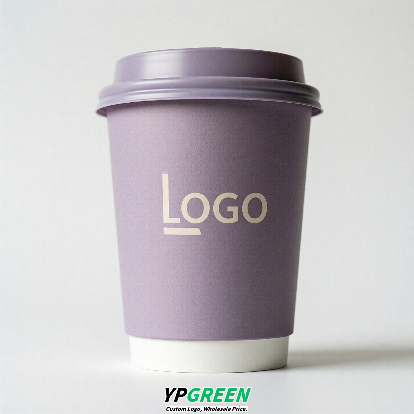 Lavender Custom Logo Paper Cups: 8-24oz & Double Wall