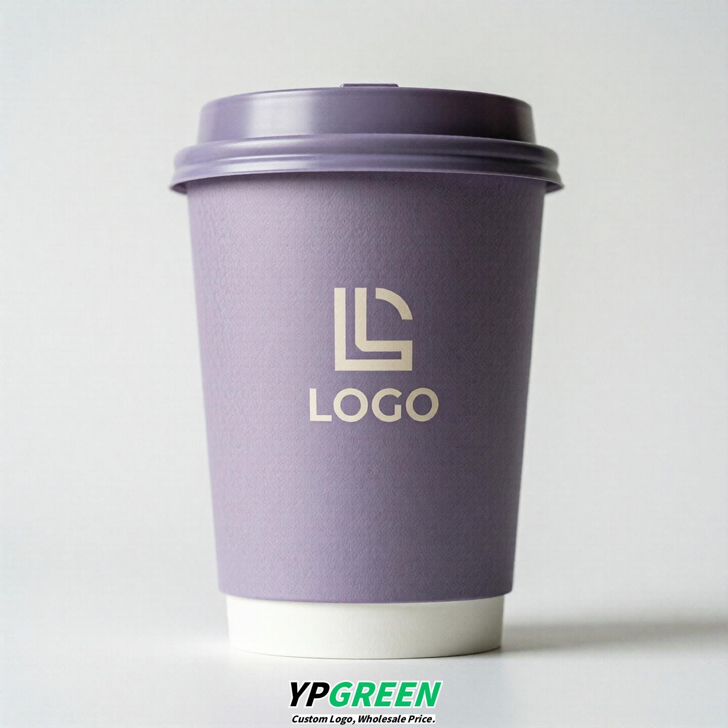 Lavender Custom Logo Paper Cups: 8-24oz & Double Wall