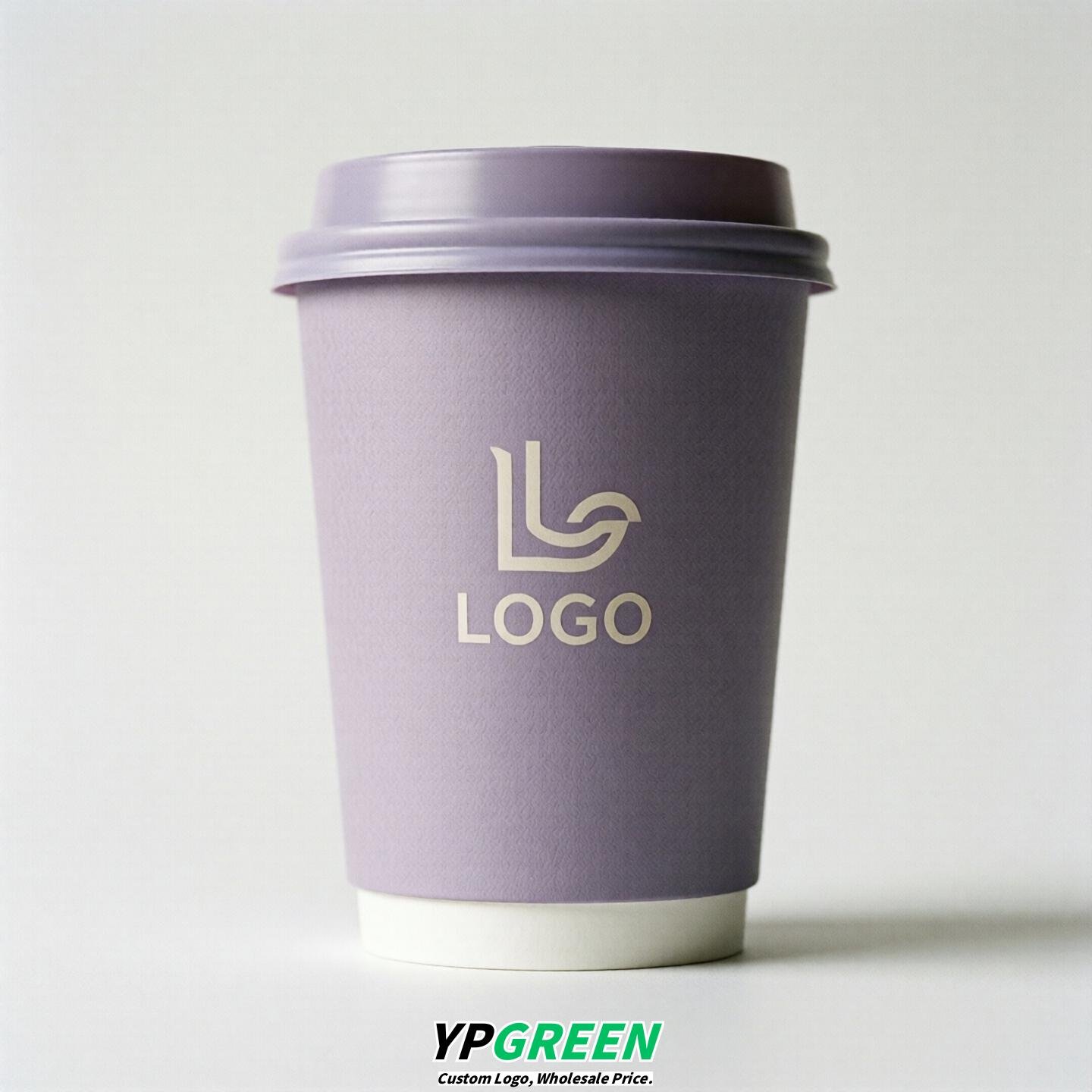 Lavender Custom Logo Paper Cups: 8-24oz & Double Wall