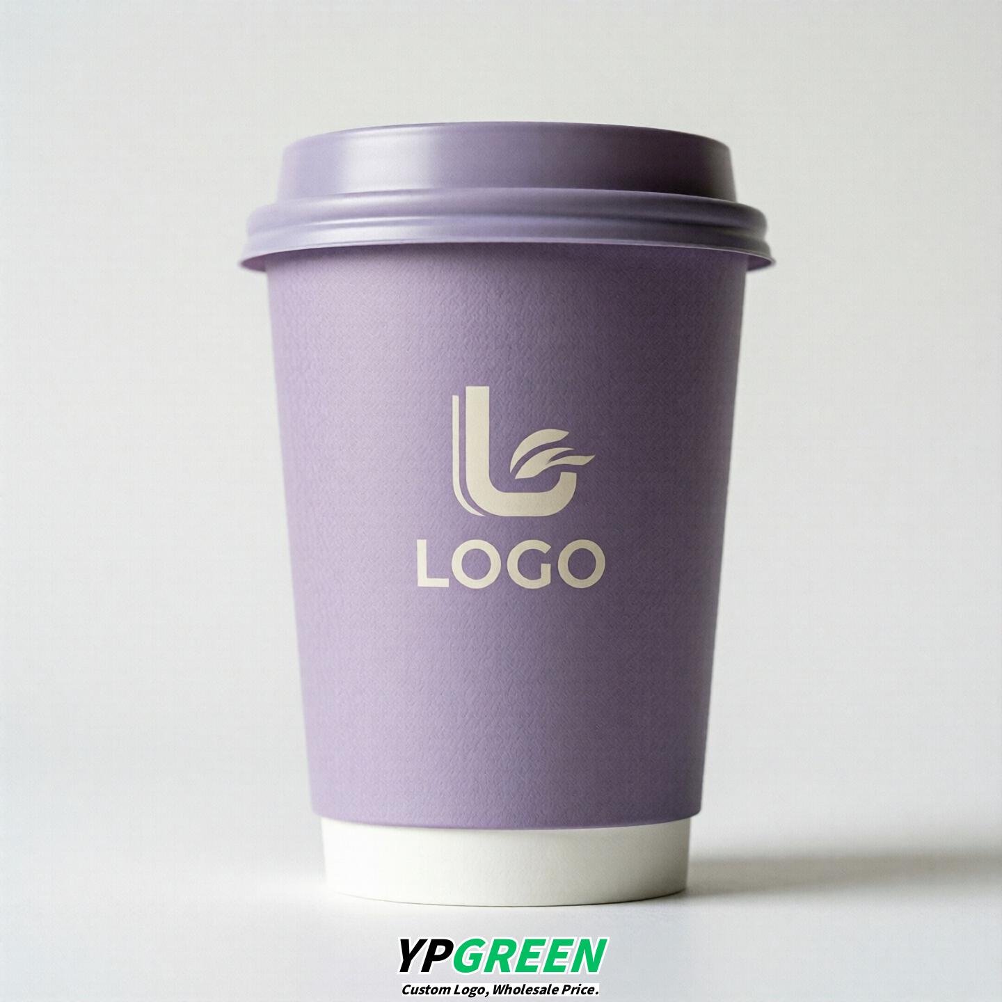 Lavender Custom Logo Paper Cups: 8-24oz & Double Wall