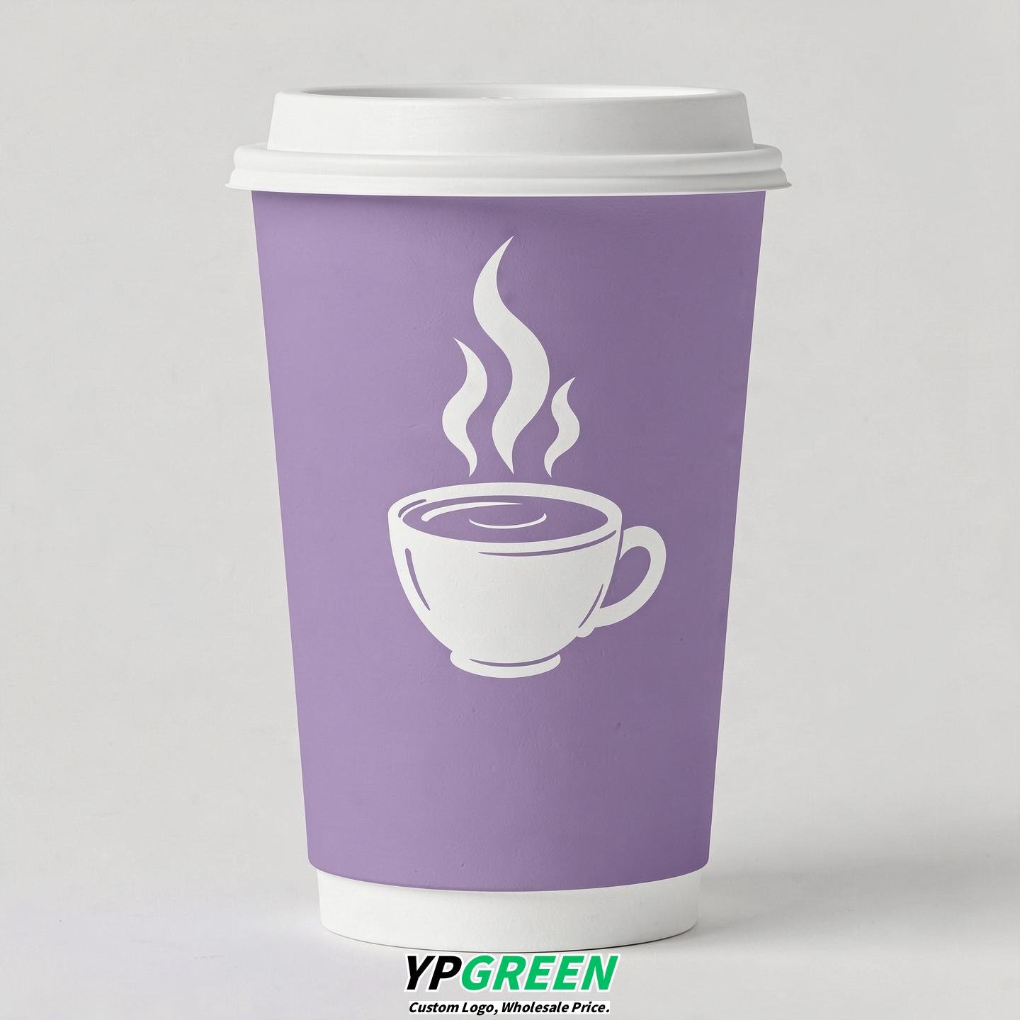 Lavender Hot Coffee Icon Paper Cups - Disposable Steaming Coffee Design Lavender Hot Coffee Icon Paper Cups - Disposable Steaming Coffee Design