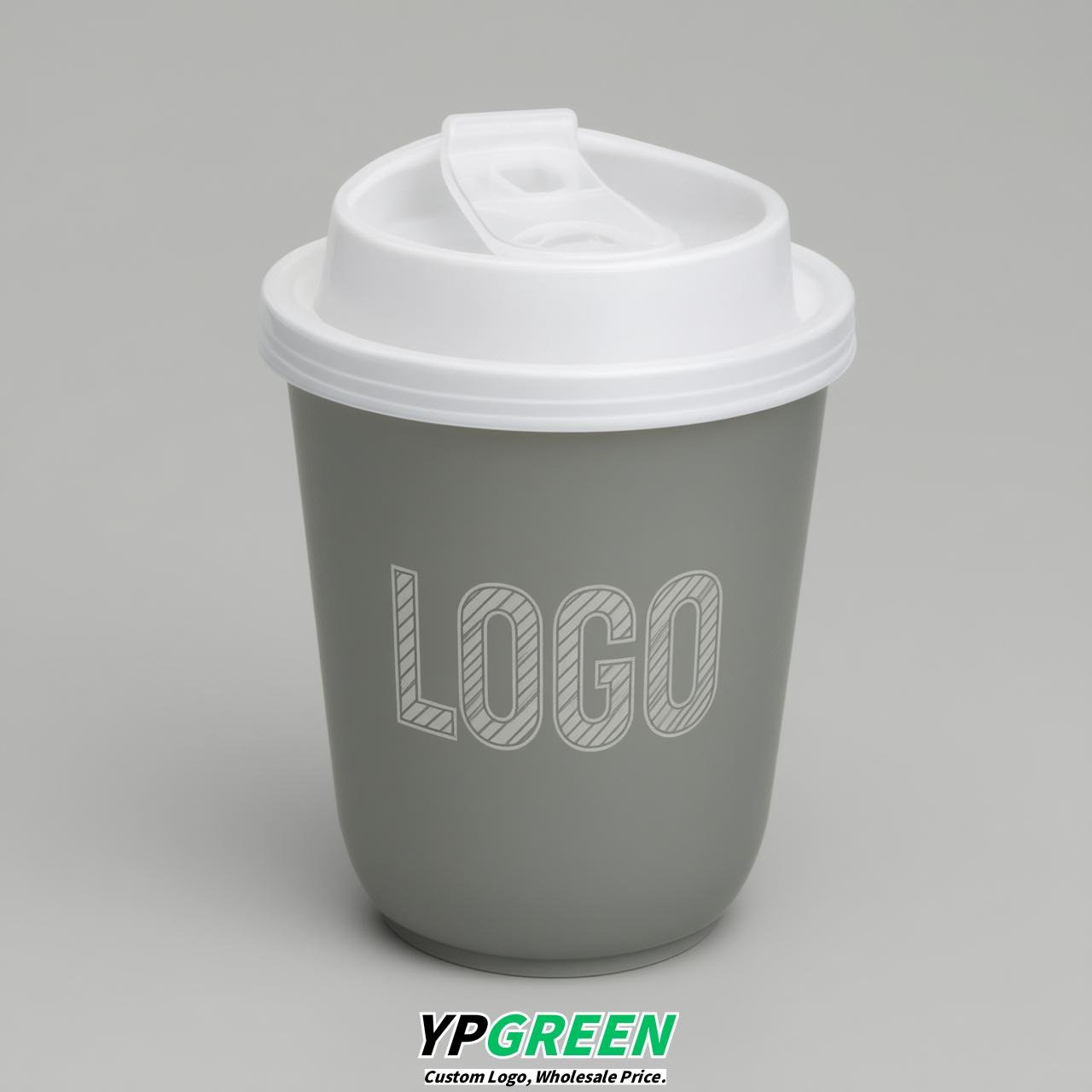Light Slate Gray U Shape Cups with Lid - Custom Logo PP & PET Plastic Disposable