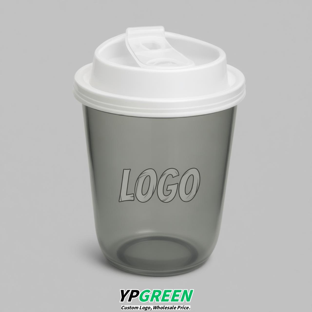 Light Slate Gray U Shape Cups with Lid - Custom Logo PP & PET Plastic Disposable