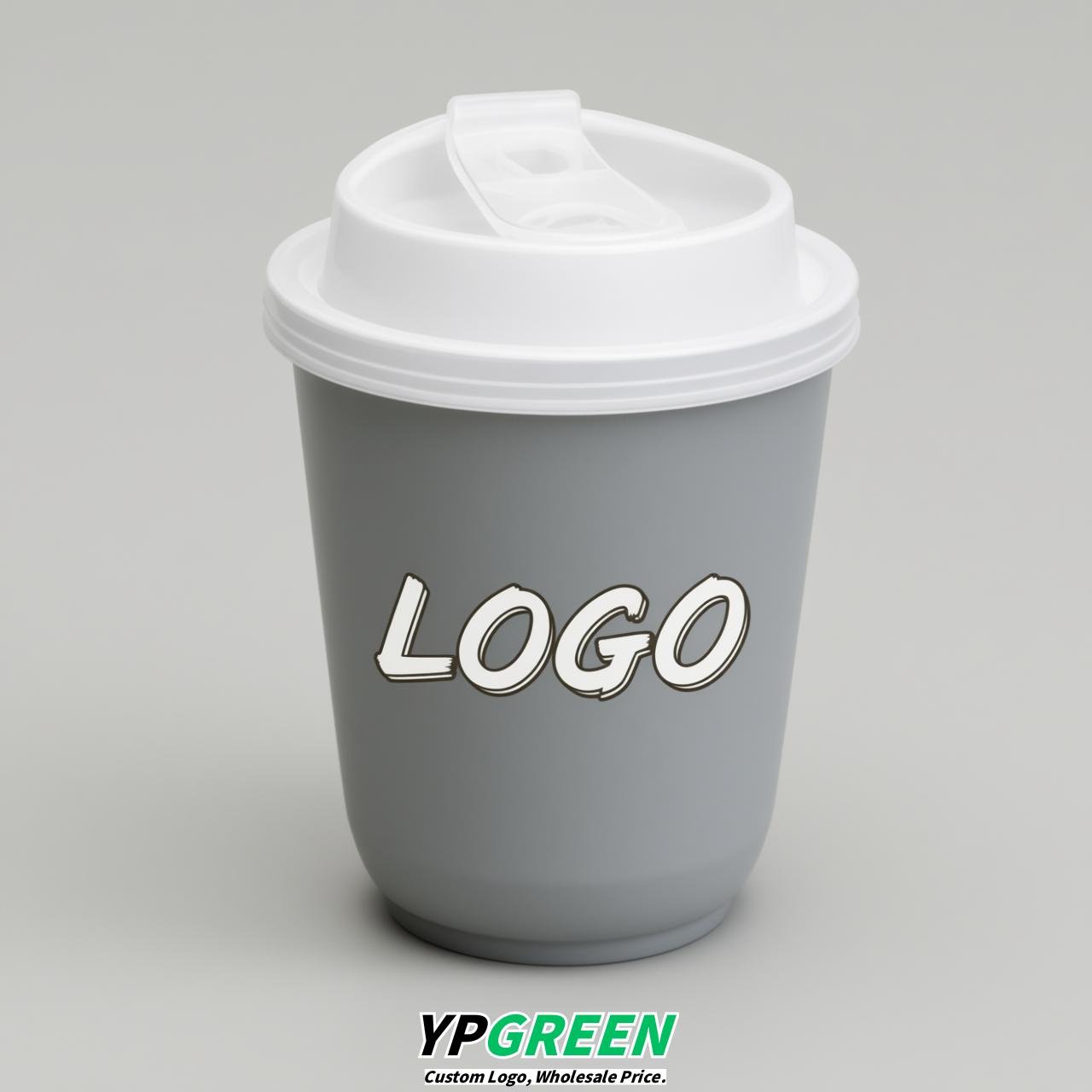 Light Slate Gray U Shape Cups with Lid - Custom Logo PP & PET Plastic Disposable