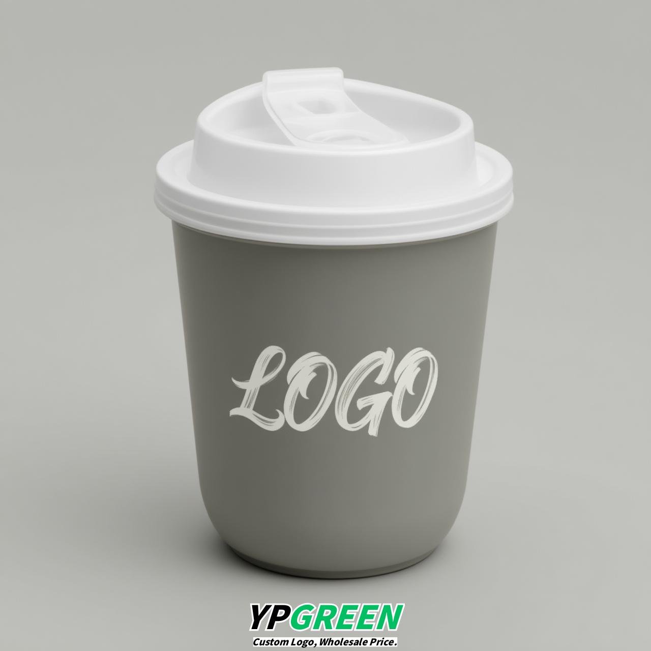 Light Slate Gray U Shape Cups with Lid - Custom Logo PP & PET Plastic Disposable