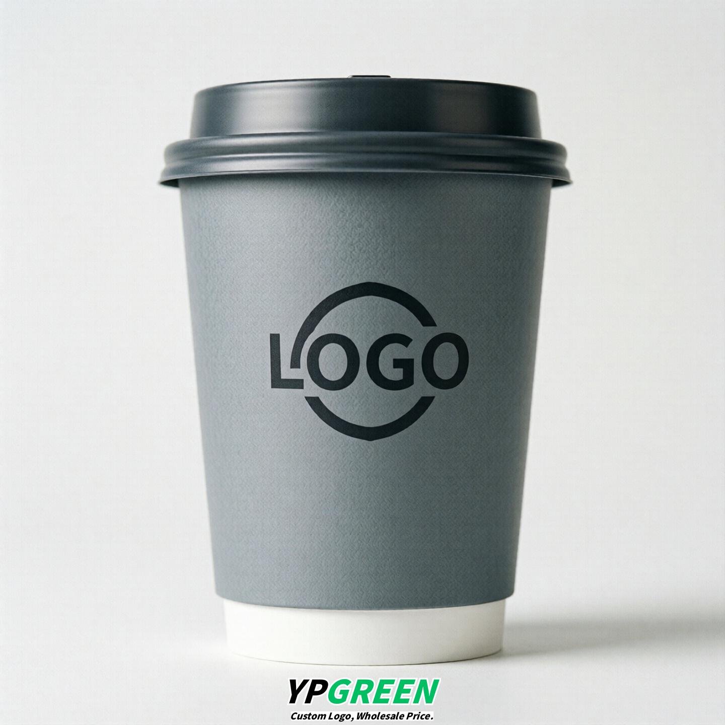 Light Slate Gray Custom Logo Paper Cups: 8-24oz & Double Wall