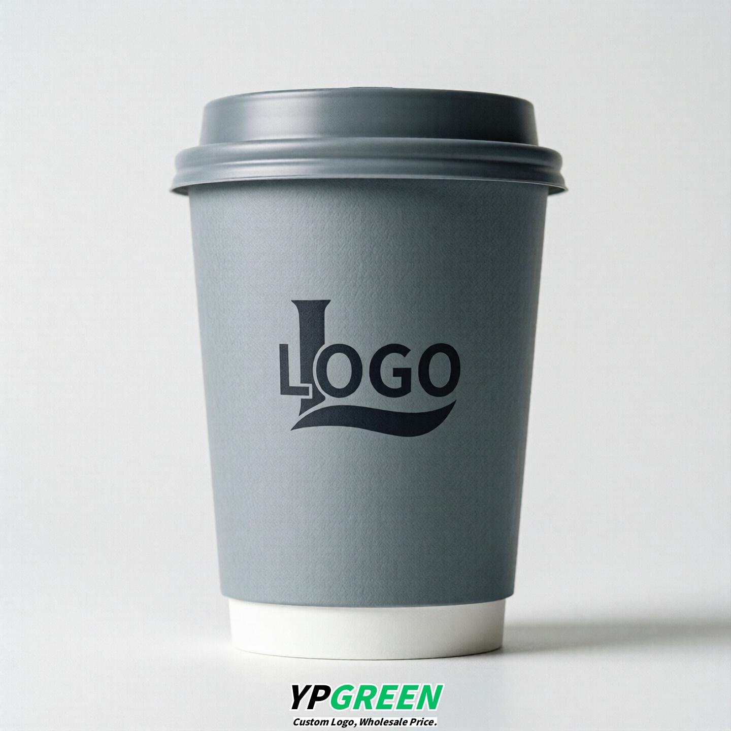 Light Slate Gray Custom Logo Paper Cups: 8-24oz & Double Wall
