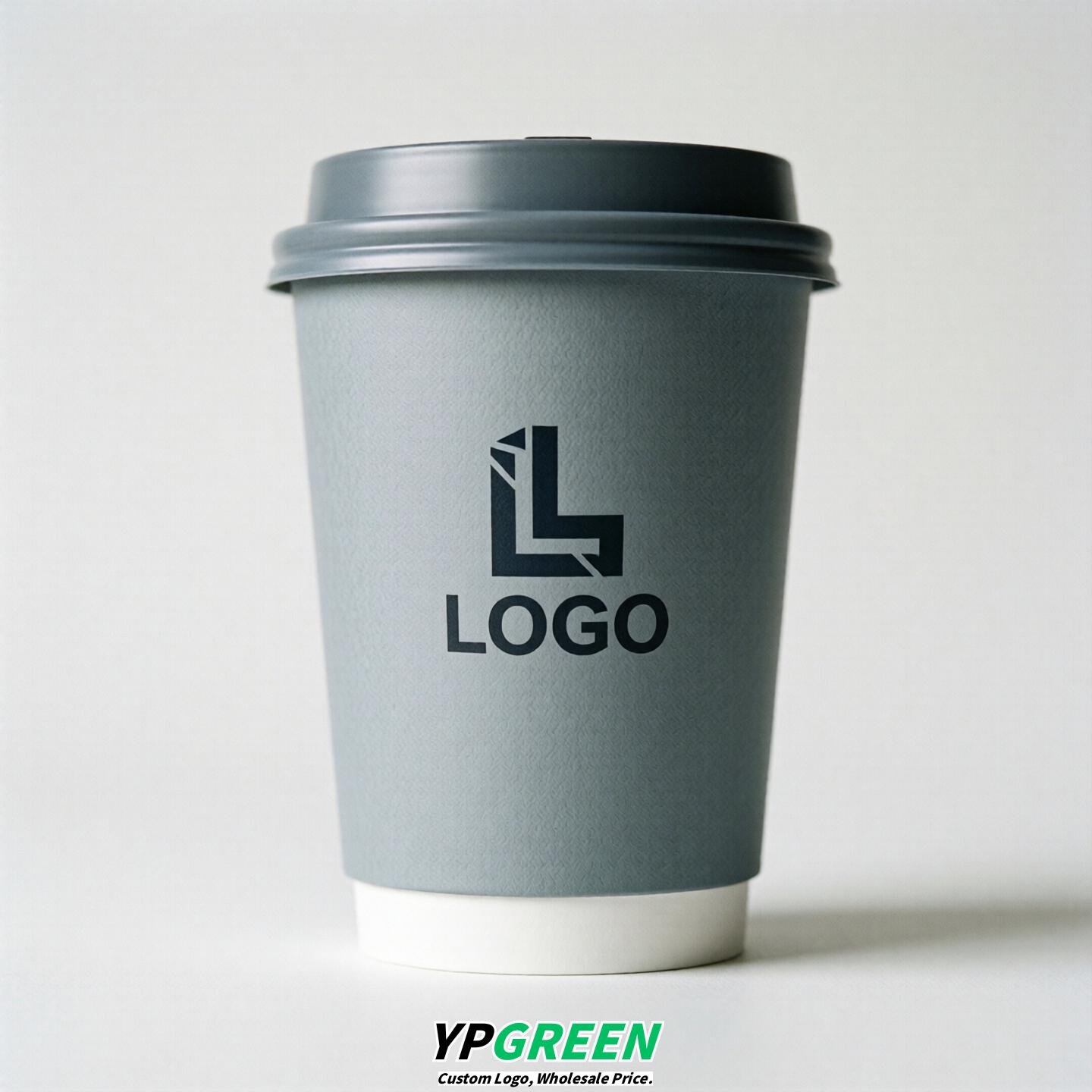 Light Slate Gray Custom Logo Paper Cups: 8-24oz & Double Wall