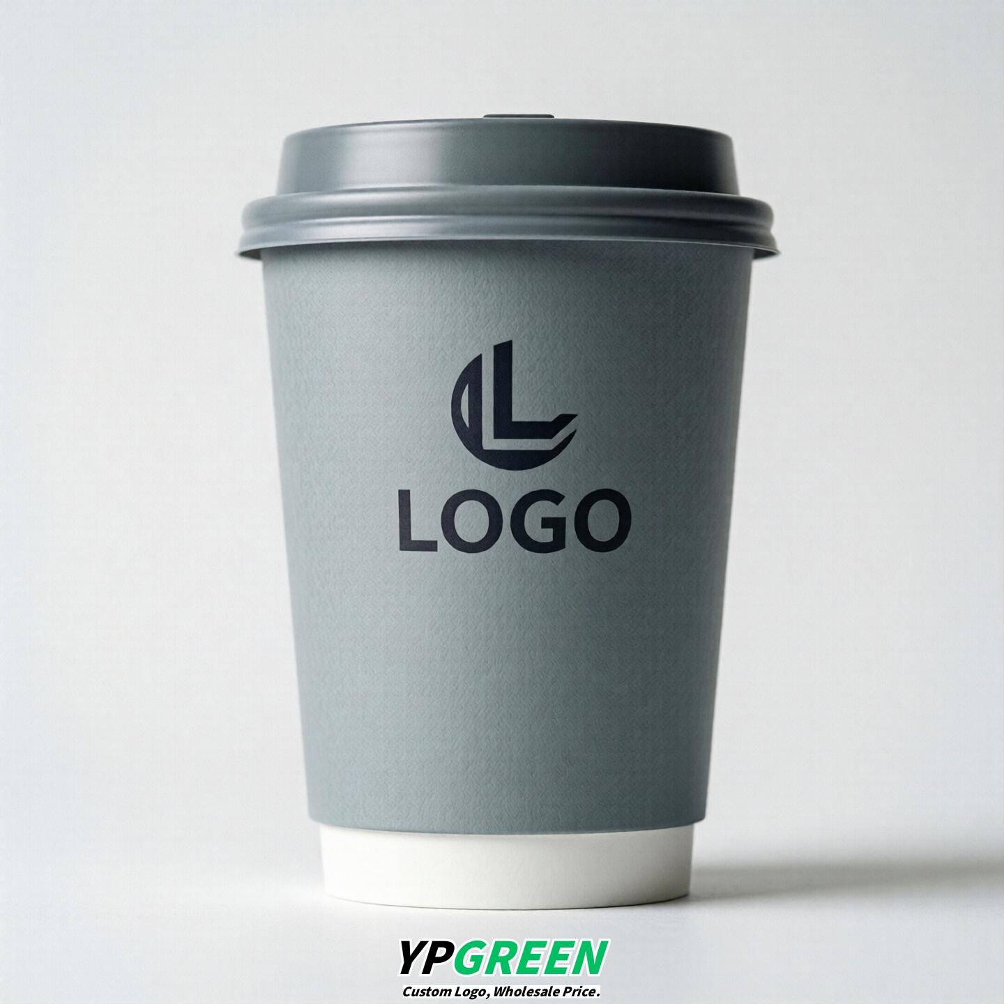 Light Slate Gray Custom Logo Paper Cups: 8-24oz & Double Wall