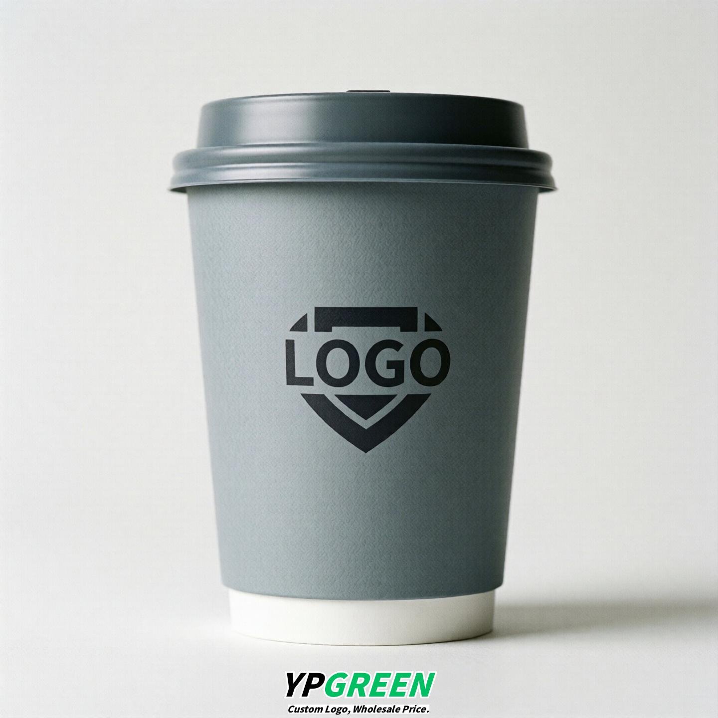 Light Slate Gray Custom Logo Paper Cups: 8-24oz & Double Wall