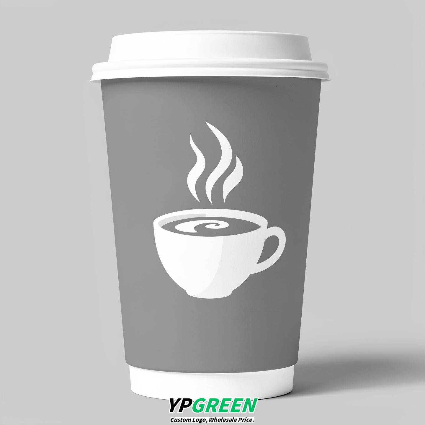Light Slate Gray Hot Coffee Icon Paper Cups - Disposable Steaming Coffee Design