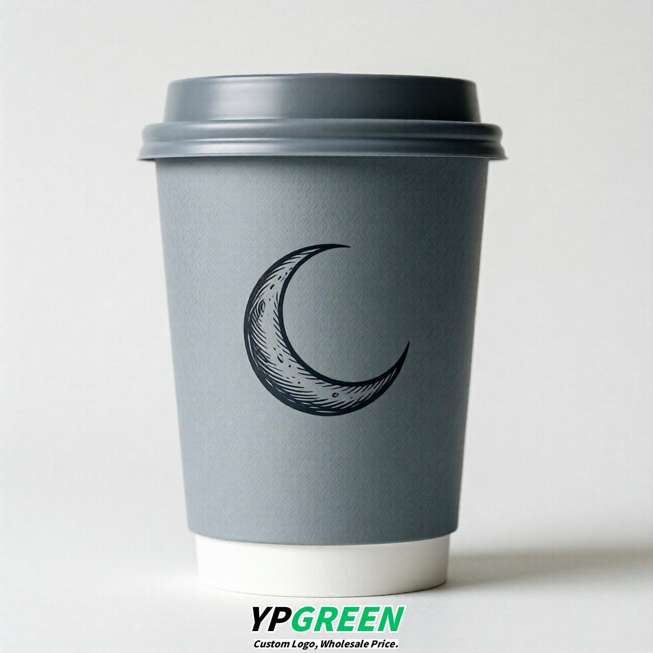 Light Slate Gray Moon Paper Cups with Lids 8-24oz
