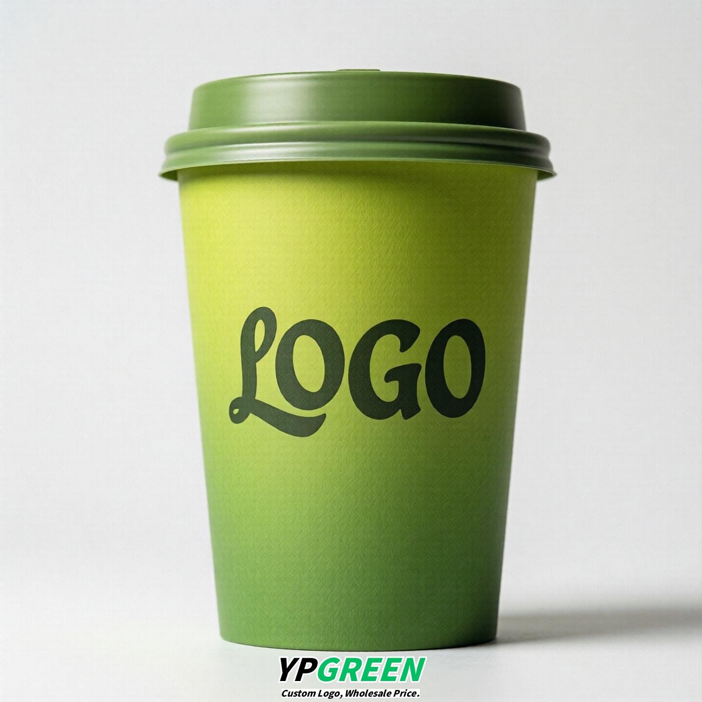 Lime Green Gradient Paper Cups 8oz/10oz/12oz/16oz/20oz/22oz