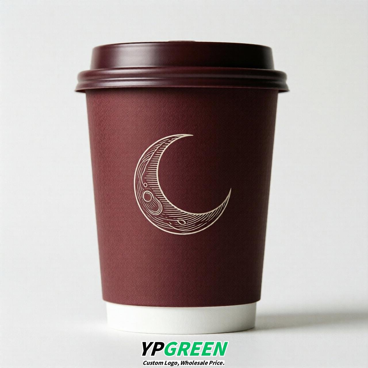 Maroon Moon Paper Cups with Lids 8-24oz