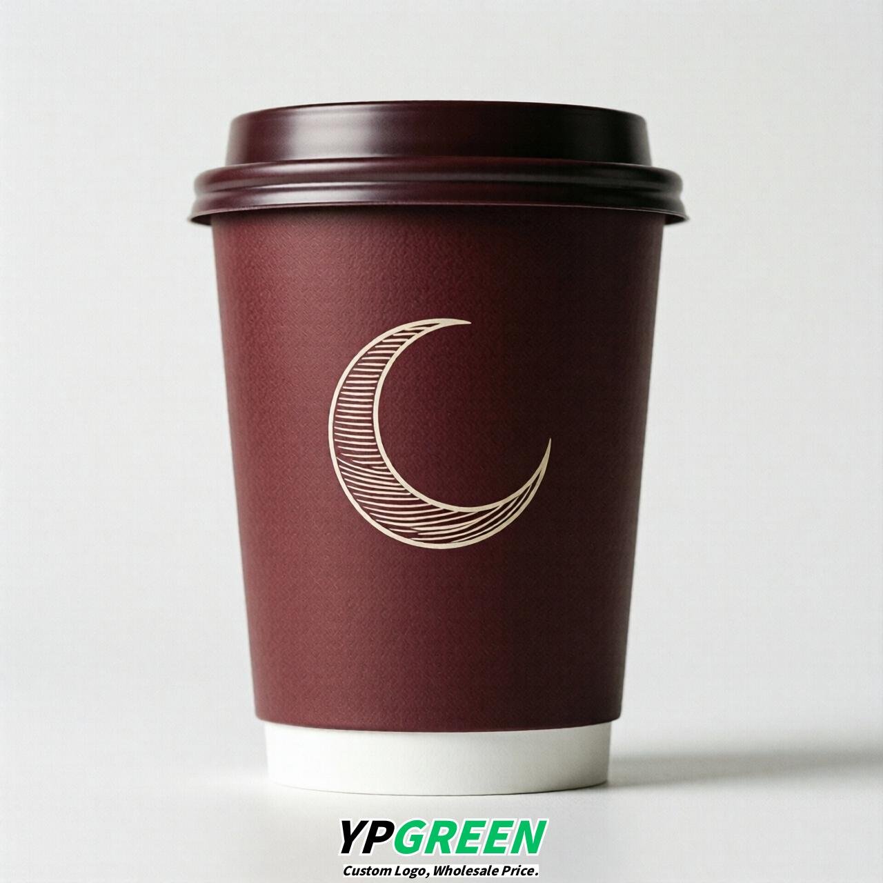 Maroon Moon Paper Cups with Lids 8-24oz
