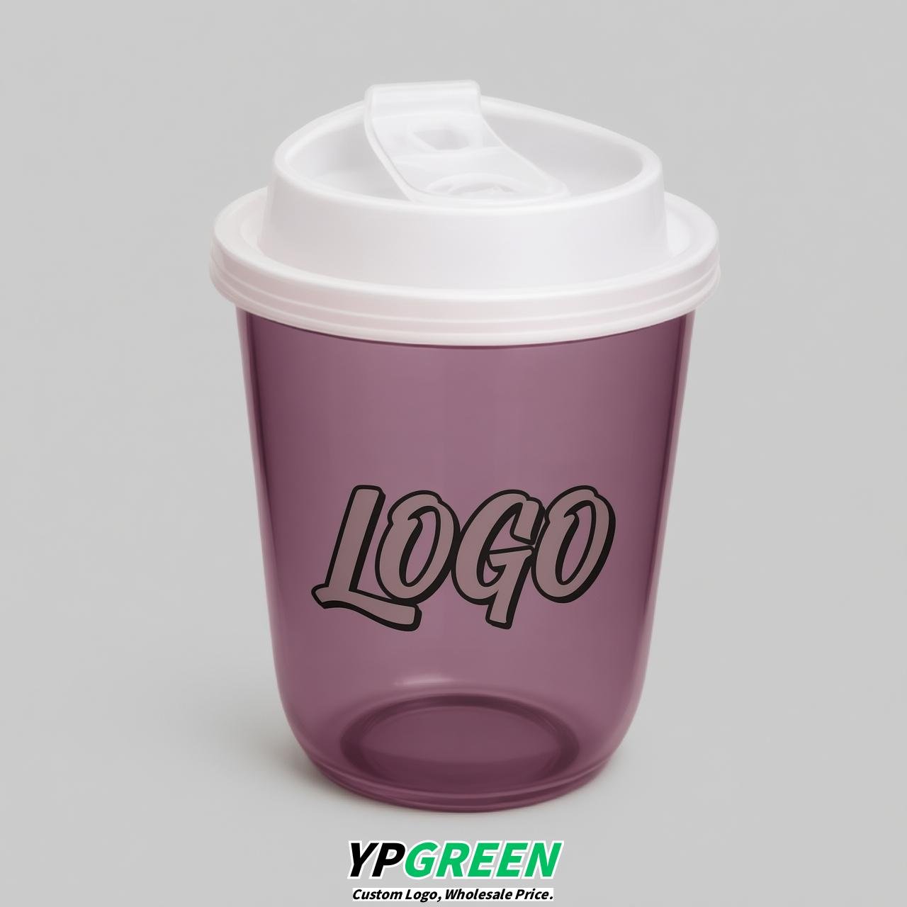 Mauve U Shape Cups with Lid - Custom Logo PP & PET Plastic Disposable