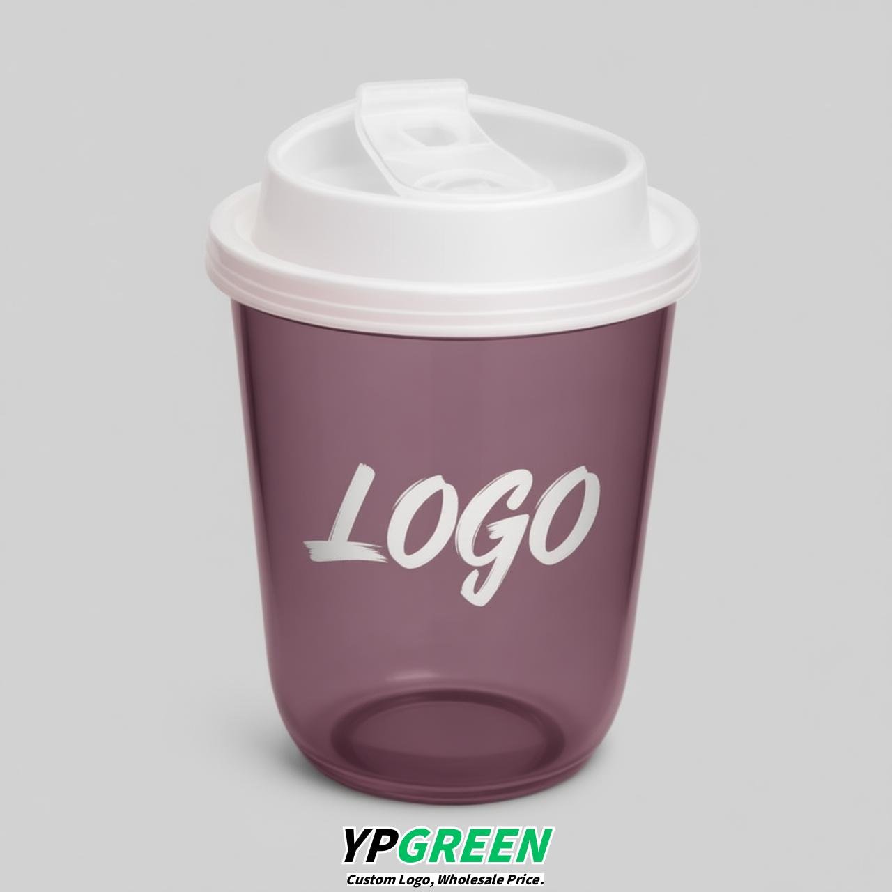 Mauve U Shape Cups with Lid - Custom Logo PP & PET Plastic Disposable