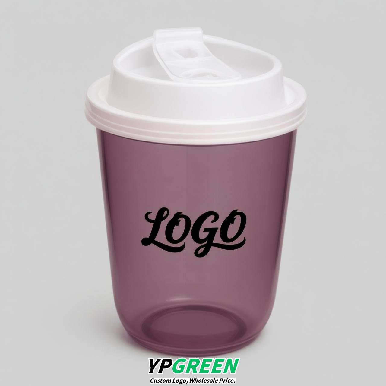Mauve U Shape Cups with Lid - Custom Logo PP & PET Plastic Disposable
