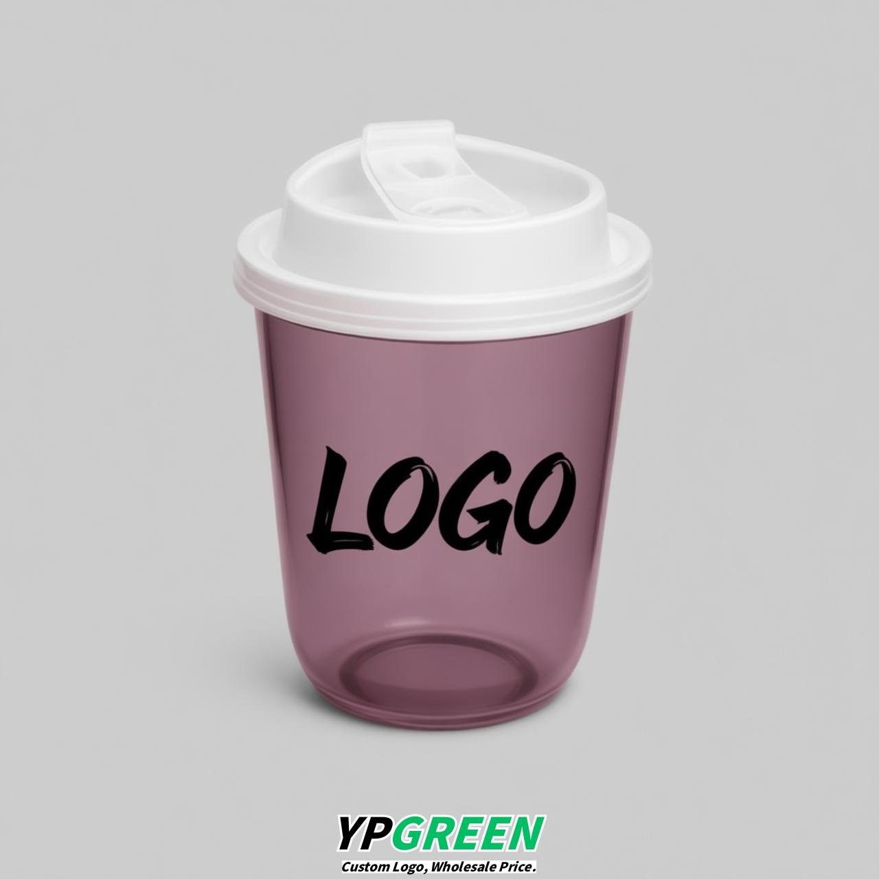 Mauve U Shape Cups with Lid - Custom Logo PP & PET Plastic Disposable