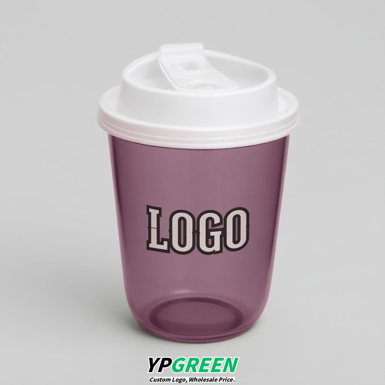 Mauve U Shape Cups with Lid - Custom Logo PP & PET Plastic Disposable