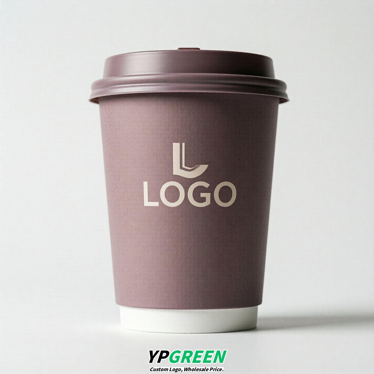 Mauve Custom Logo Paper Cups: 8-24oz & Double Wall