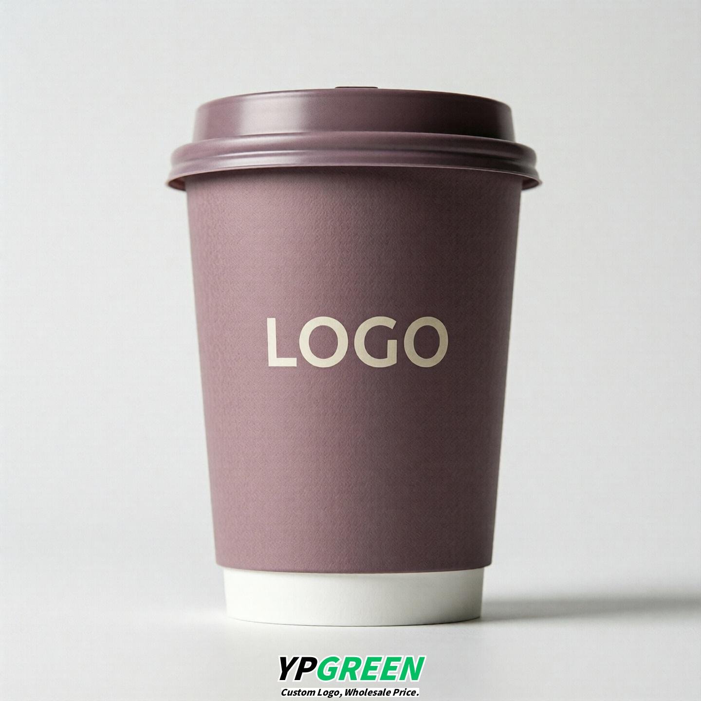 Mauve Custom Logo Paper Cups: 8-24oz & Double Wall