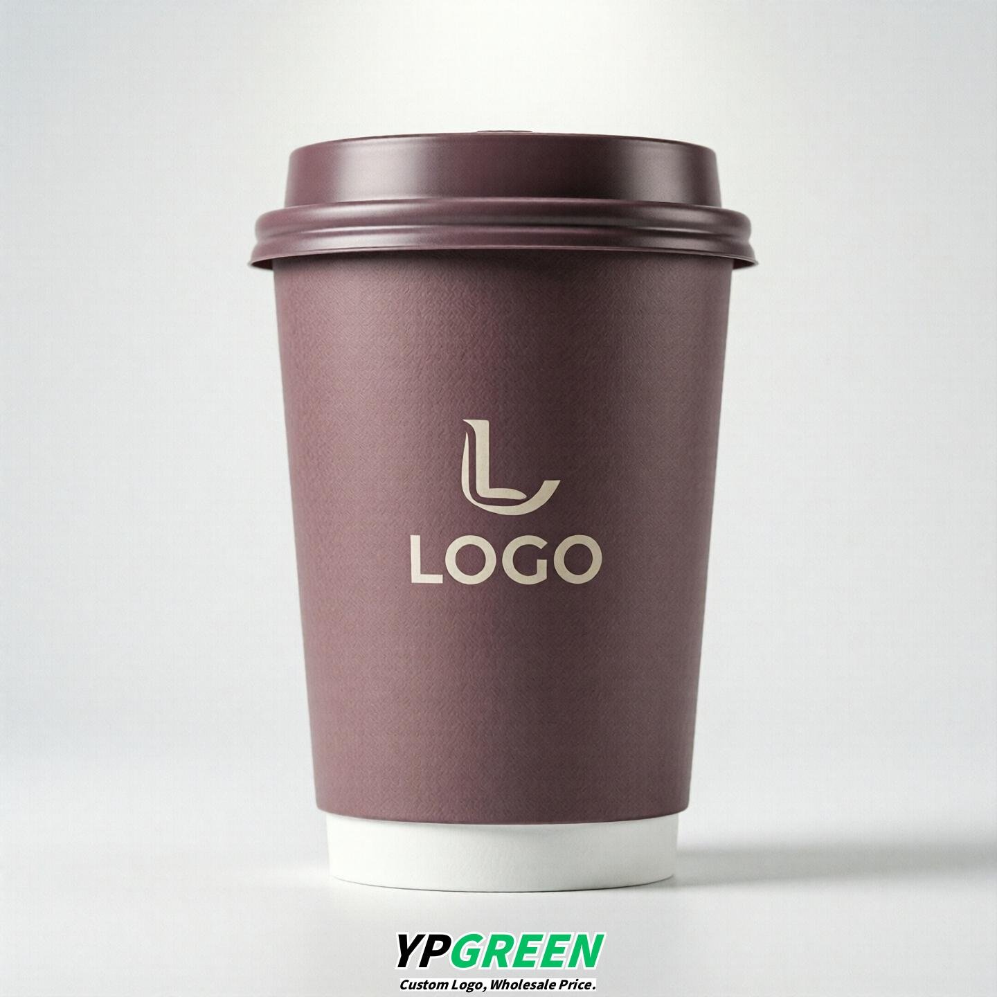 Mauve Custom Logo Paper Cups: 8-24oz & Double Wall Mauve Custom Logo Paper Cups: 8-24oz & Double Wall