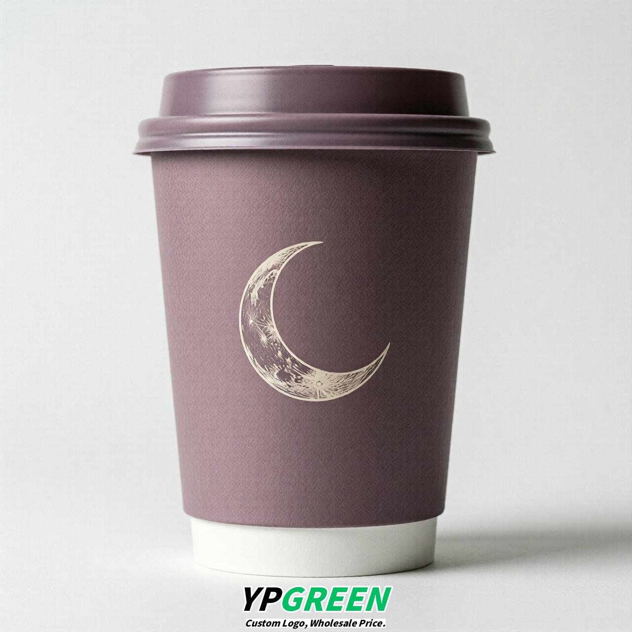 Mauve Moon Paper Cups with Lids 8-24oz