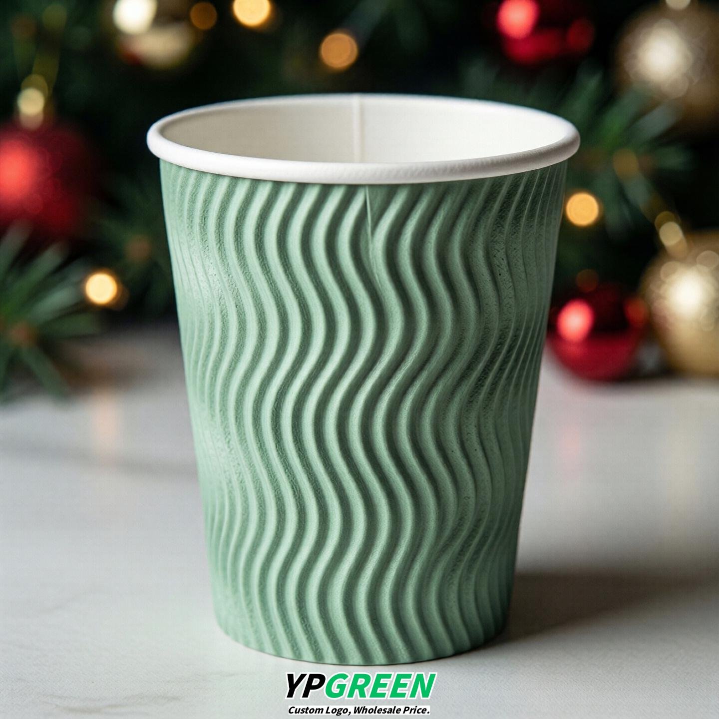Mint Green Embossed Paper Cups 10oz/12oz/16oz/20oz/22oz