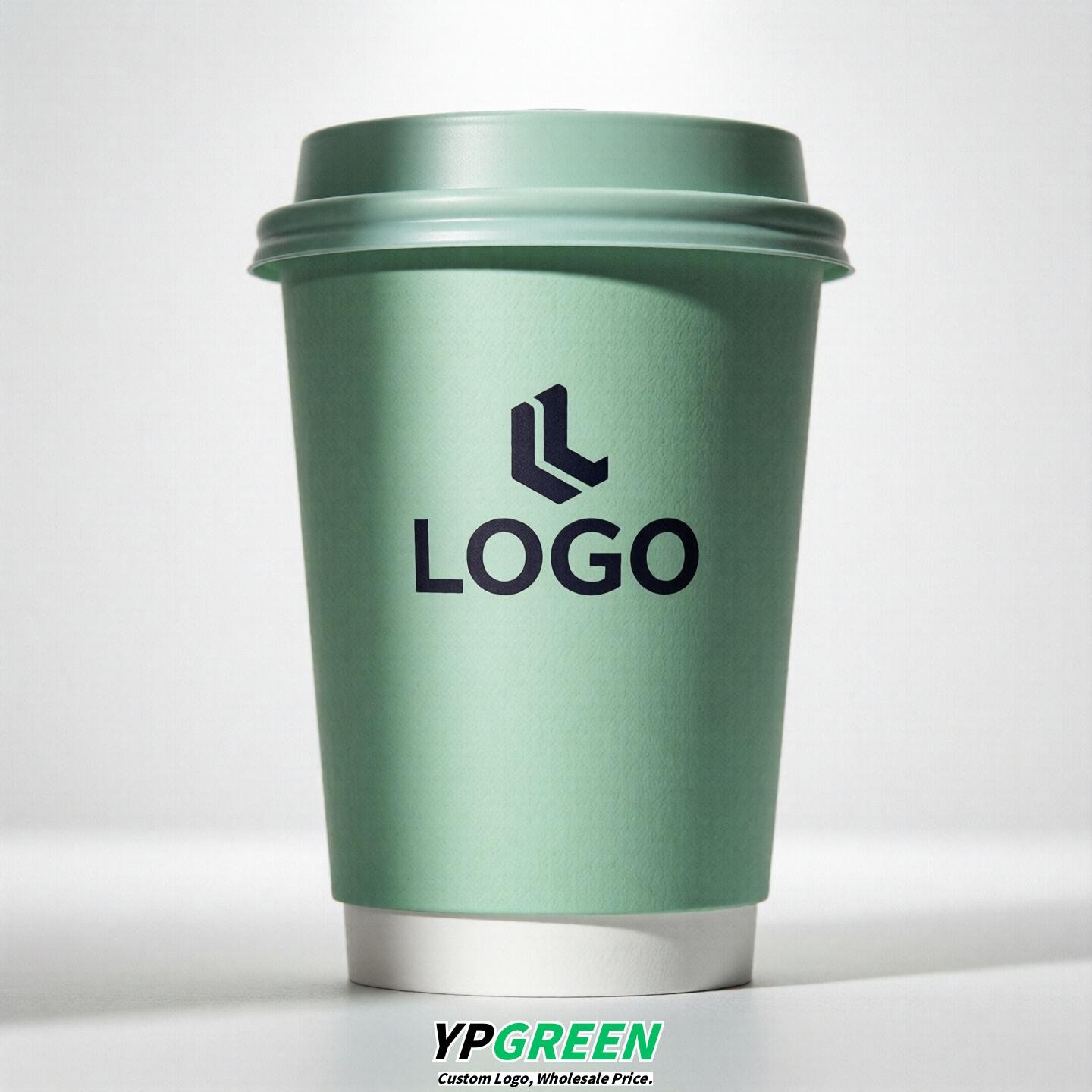 Mint Green Custom Logo Paper Cups: 8-24oz & Double Wall